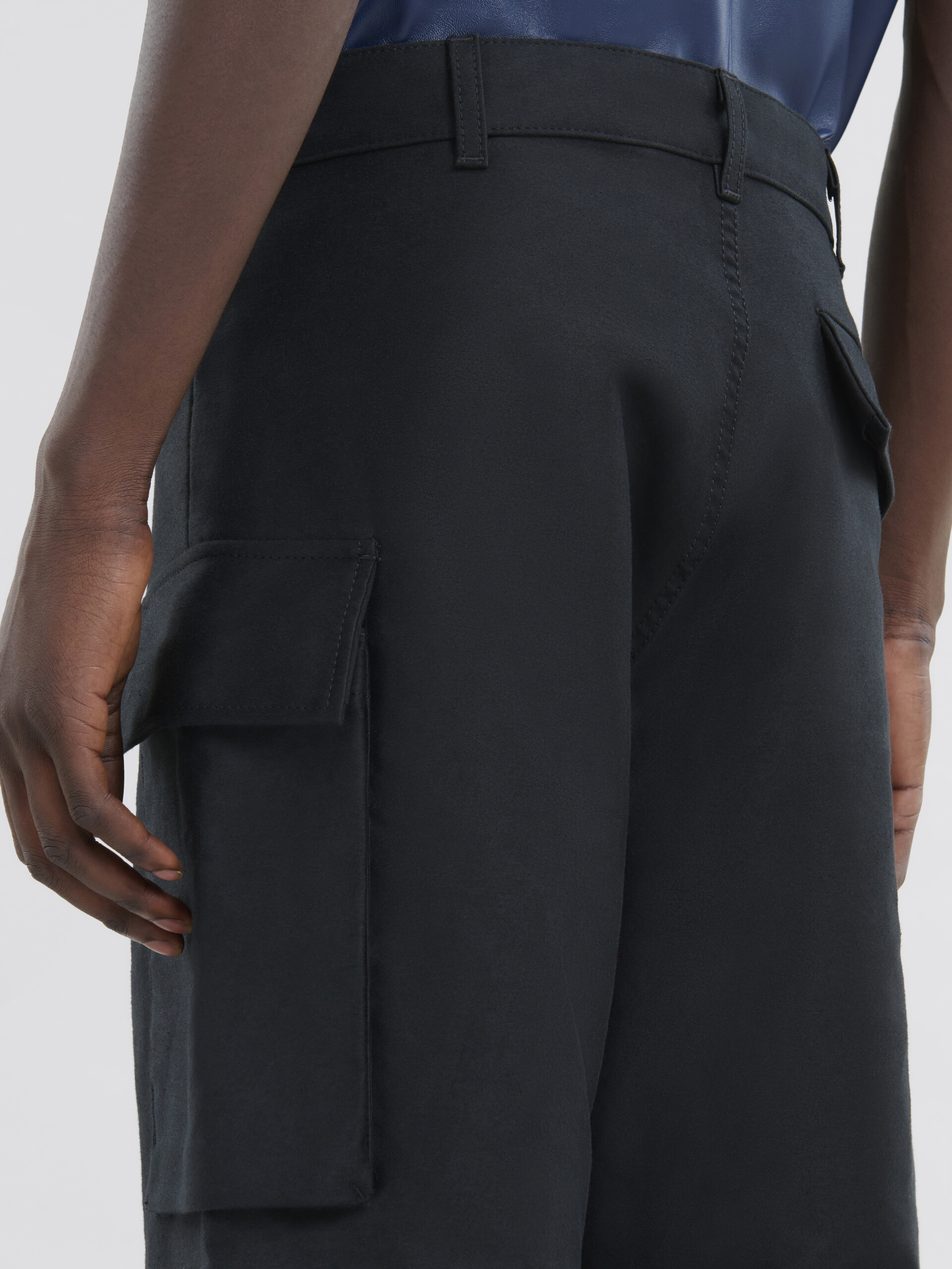 Black gabardine cargo pants - Pants - Image 4