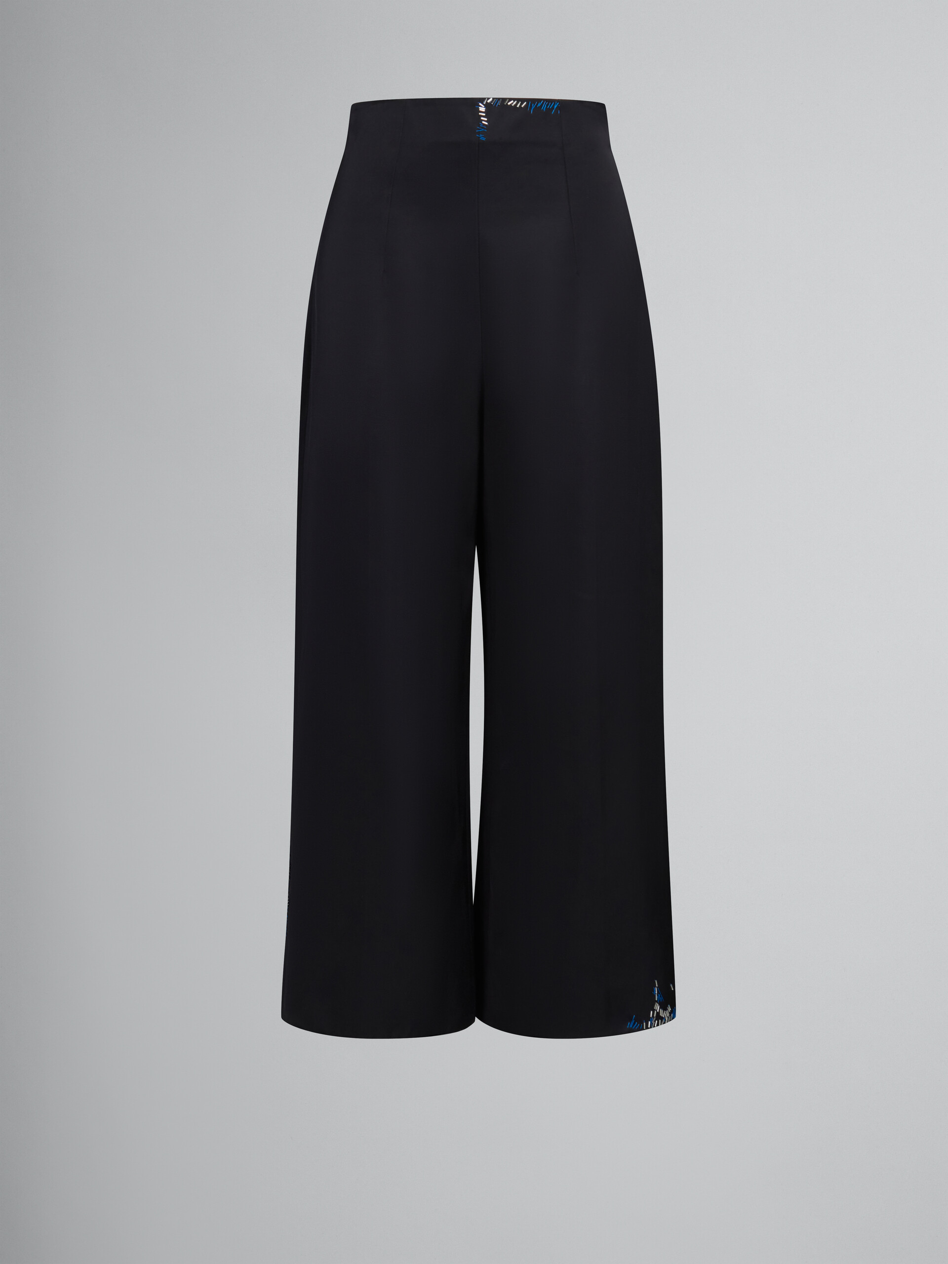 Pantaloni in raso nero con perline - Pantaloni - Image 1
