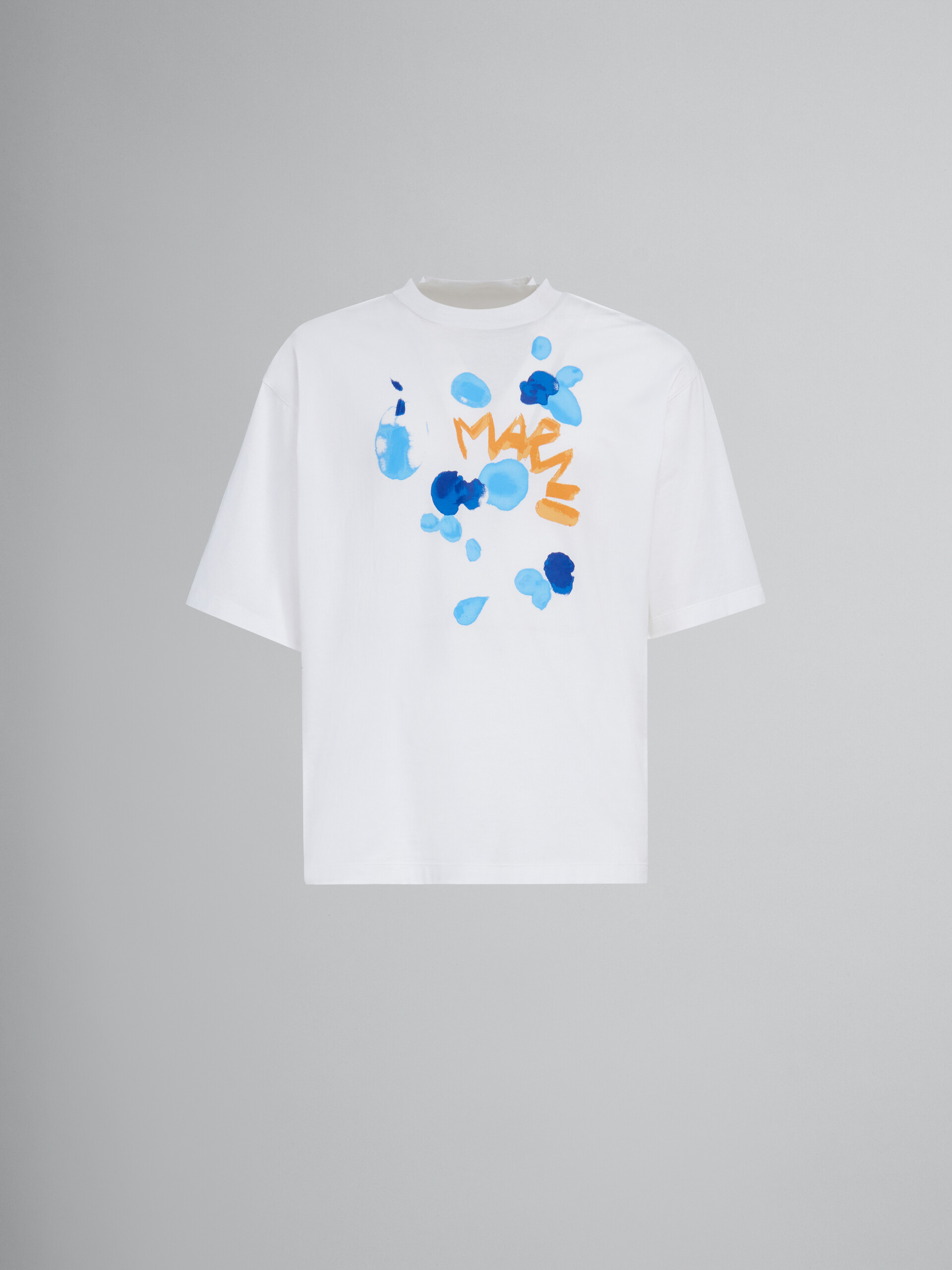 T-shirt in cotone biologico bianco con stampa Marni Dripping - T-shirt - Image 1