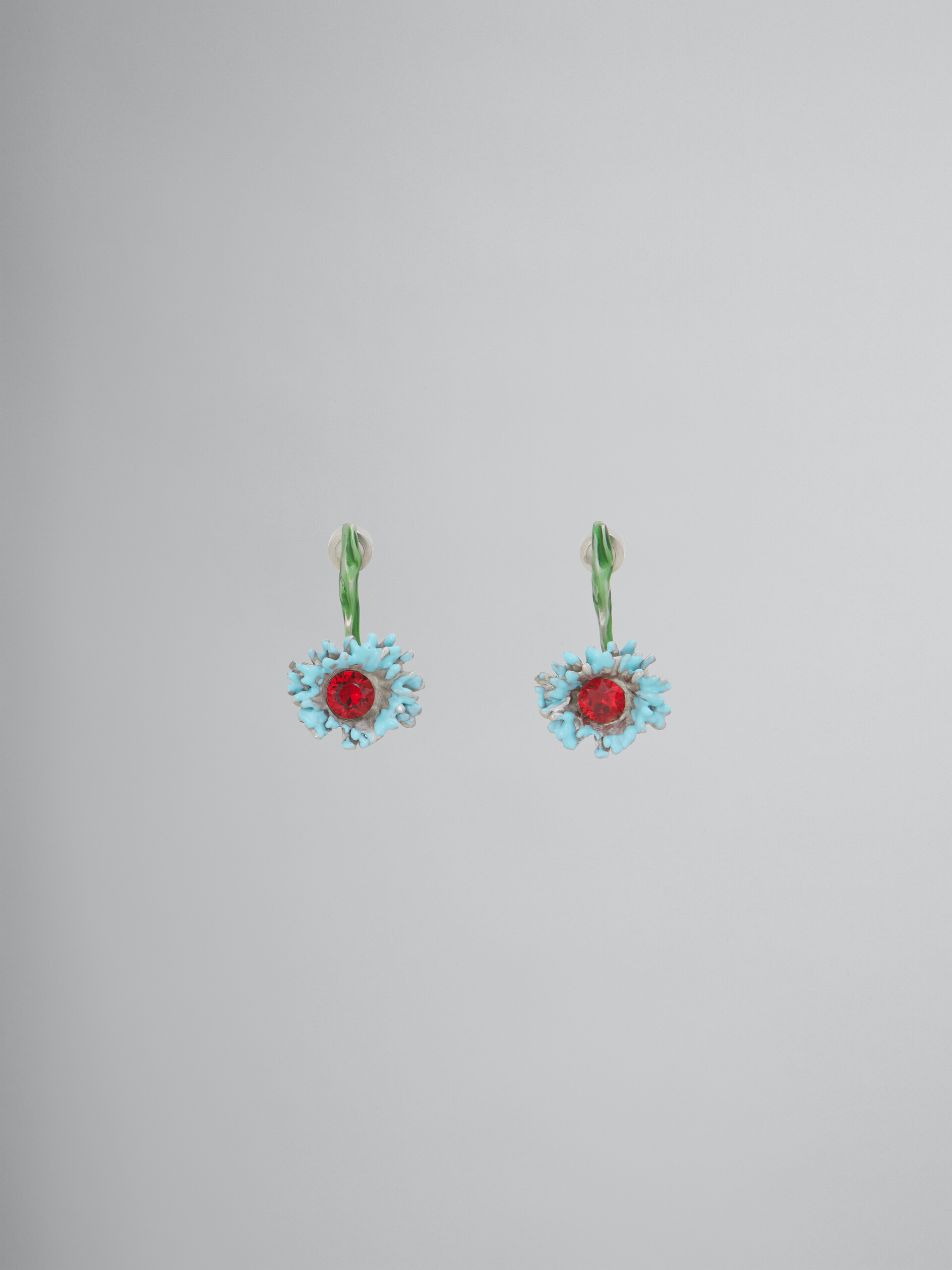 Enameled metal and stones Flower Pop drop earrings - Earrings - Image 1