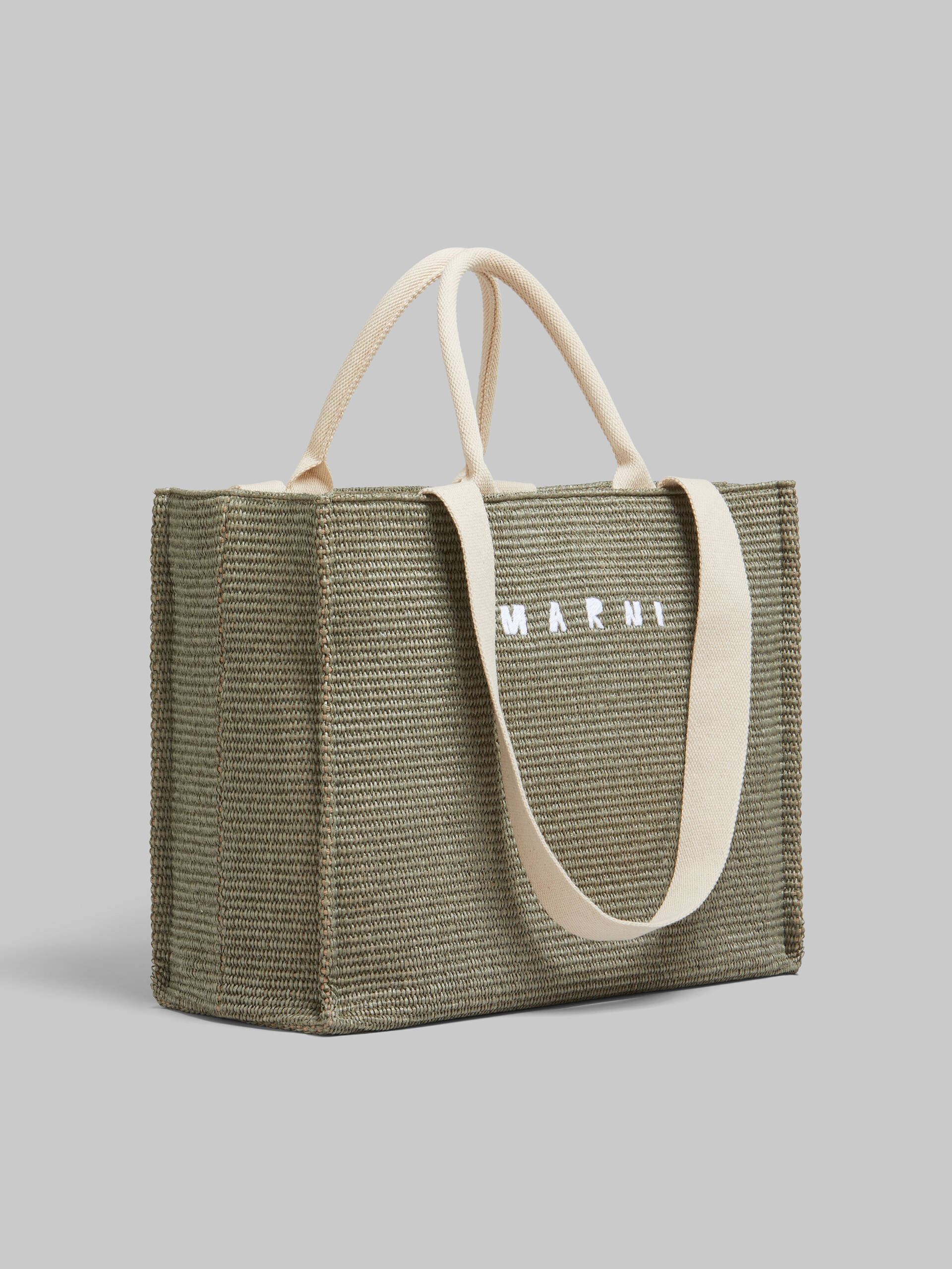 Large Tote in natural-coloured raffia-effect fabric - Shopping Bags - Image 6