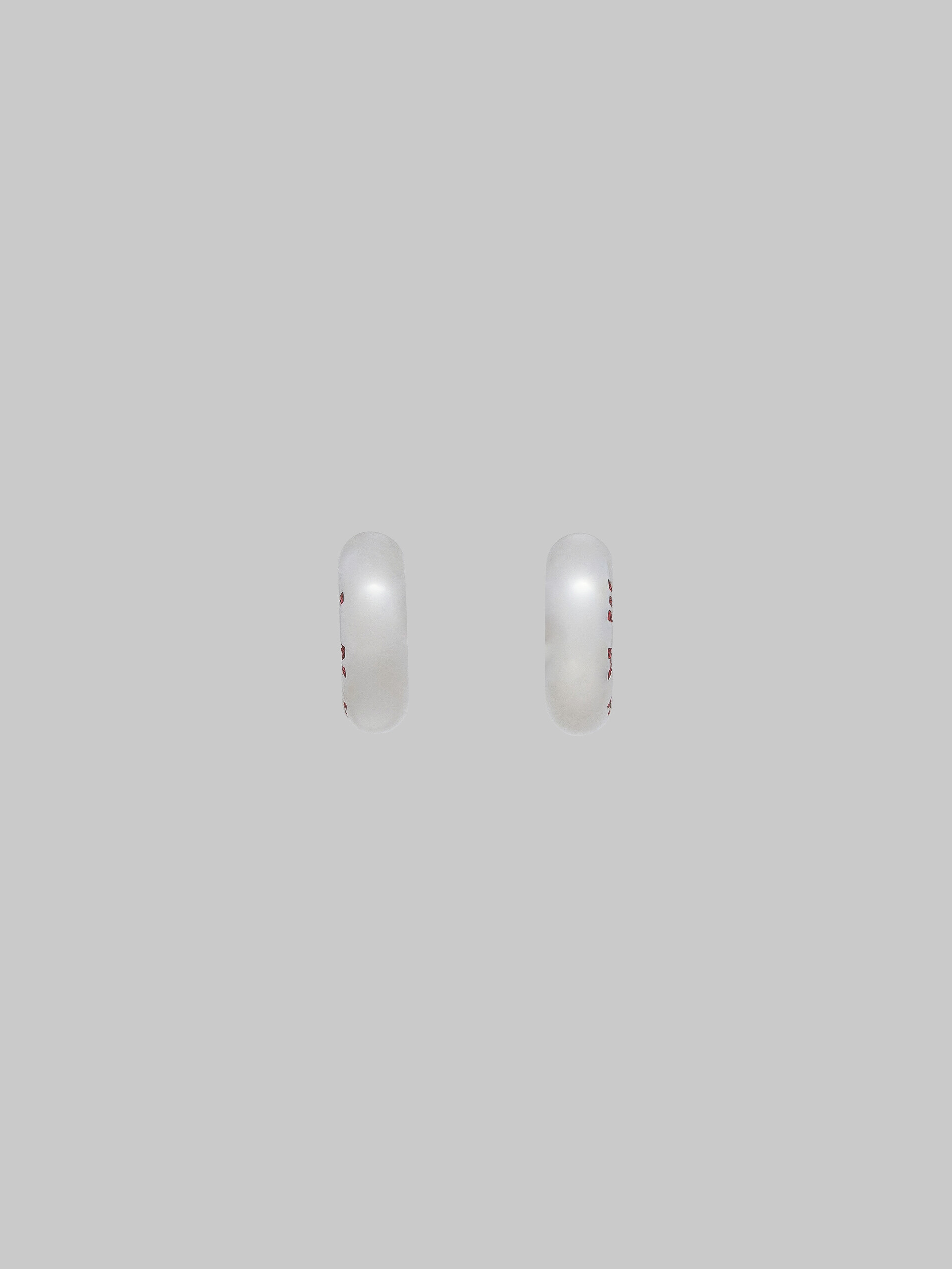 Silver tube earrings with rhinstone Marni logo - Earrings - Image 1