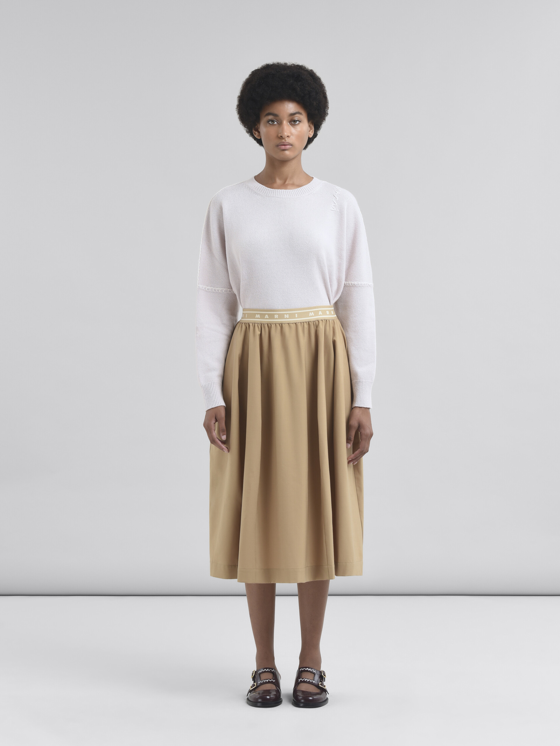 Beige wool blend midi skirt with Marni Symbol - Skirts - Image 2