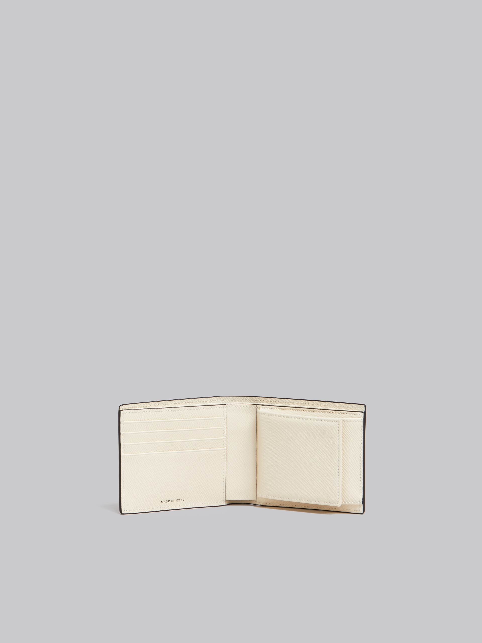 Portafoglio bi-fold in saffiano grigio e blu - Portafogli - Image 2