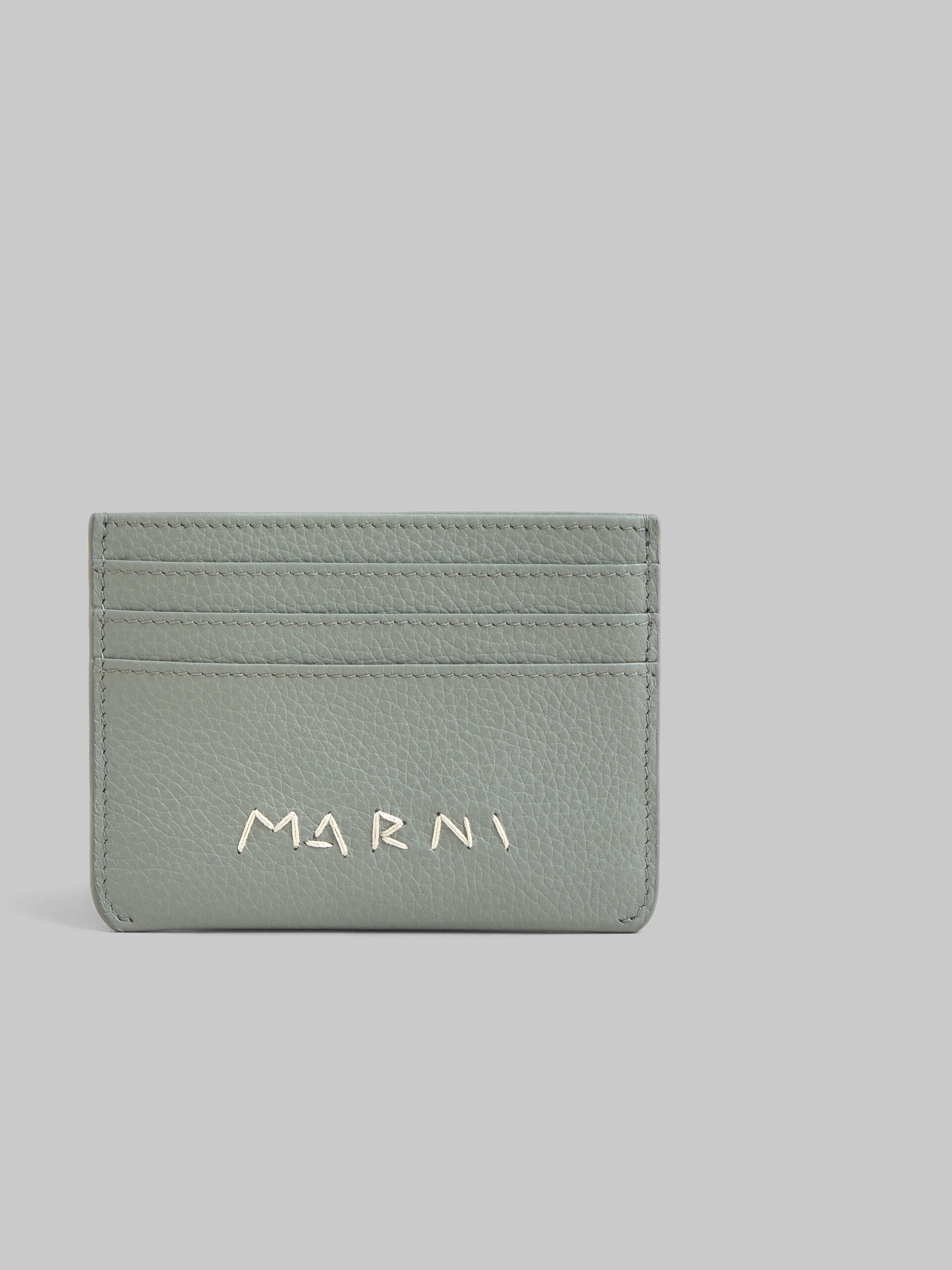 Black leather cardholder with Marni Mending embroidery - Wallets - Image 3