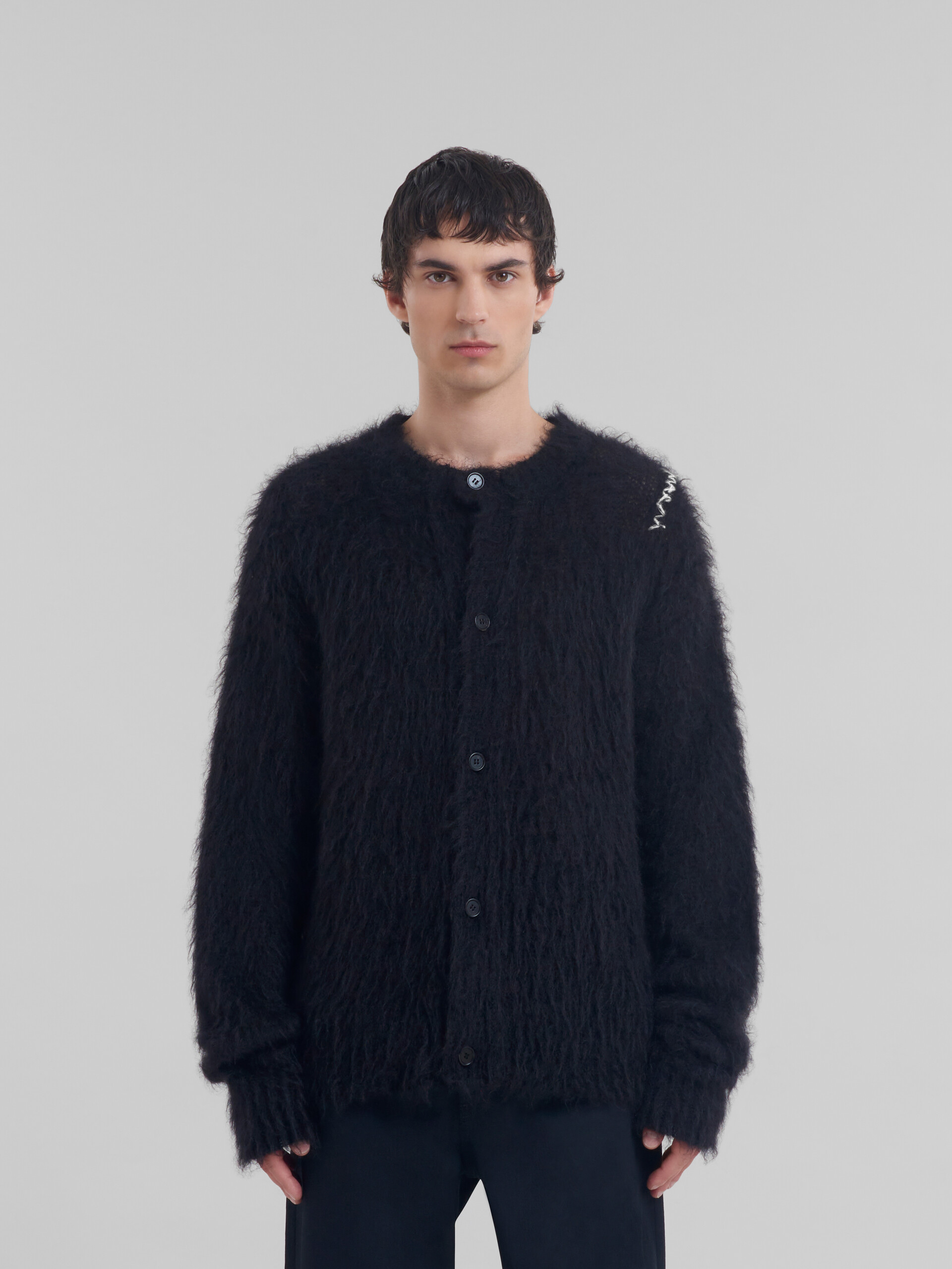 Black brushed mohair cardigan - Pullovers - Image 2