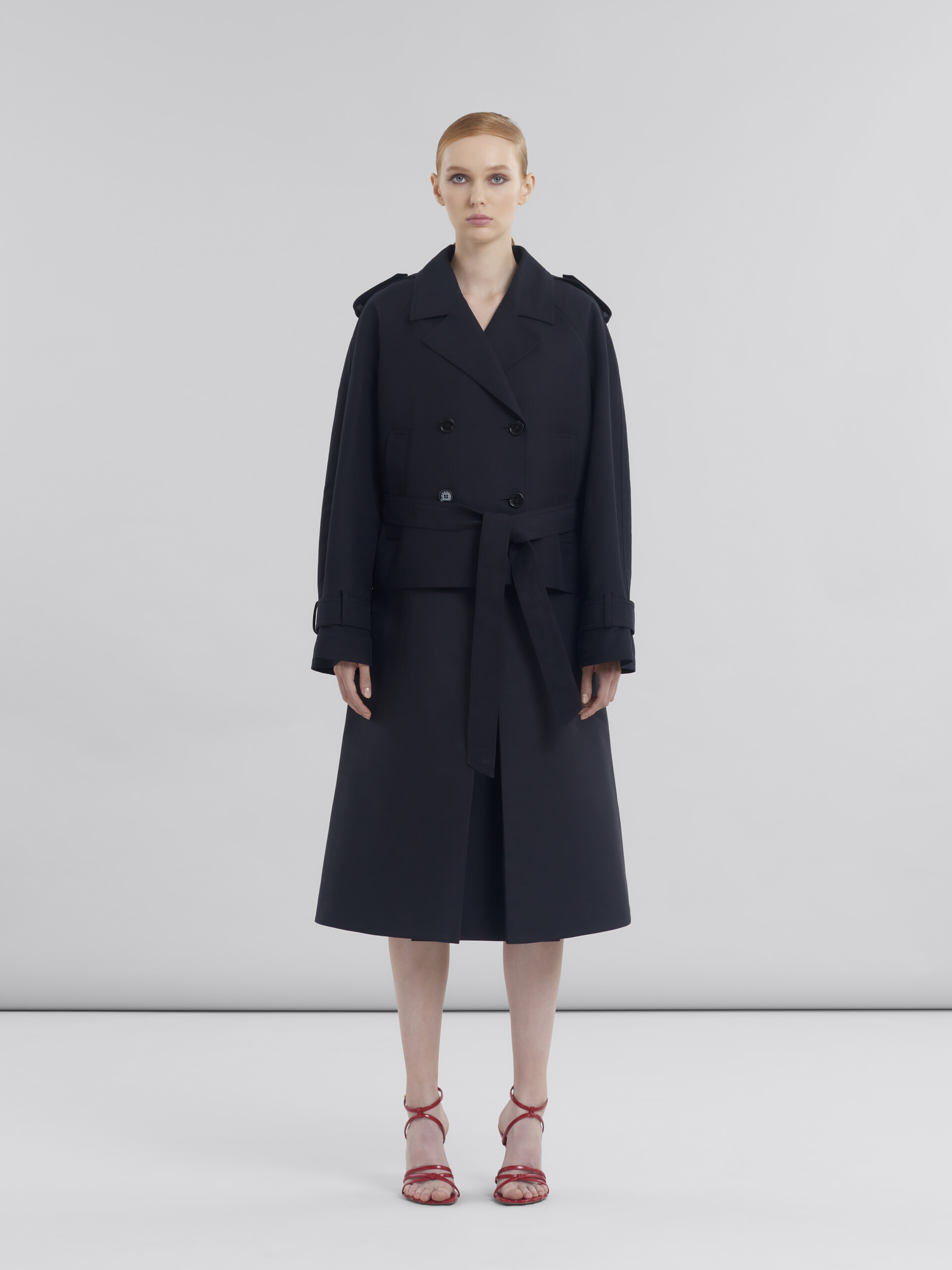 Short black cotton trench with Marni Symbol - Jackets - Image 2