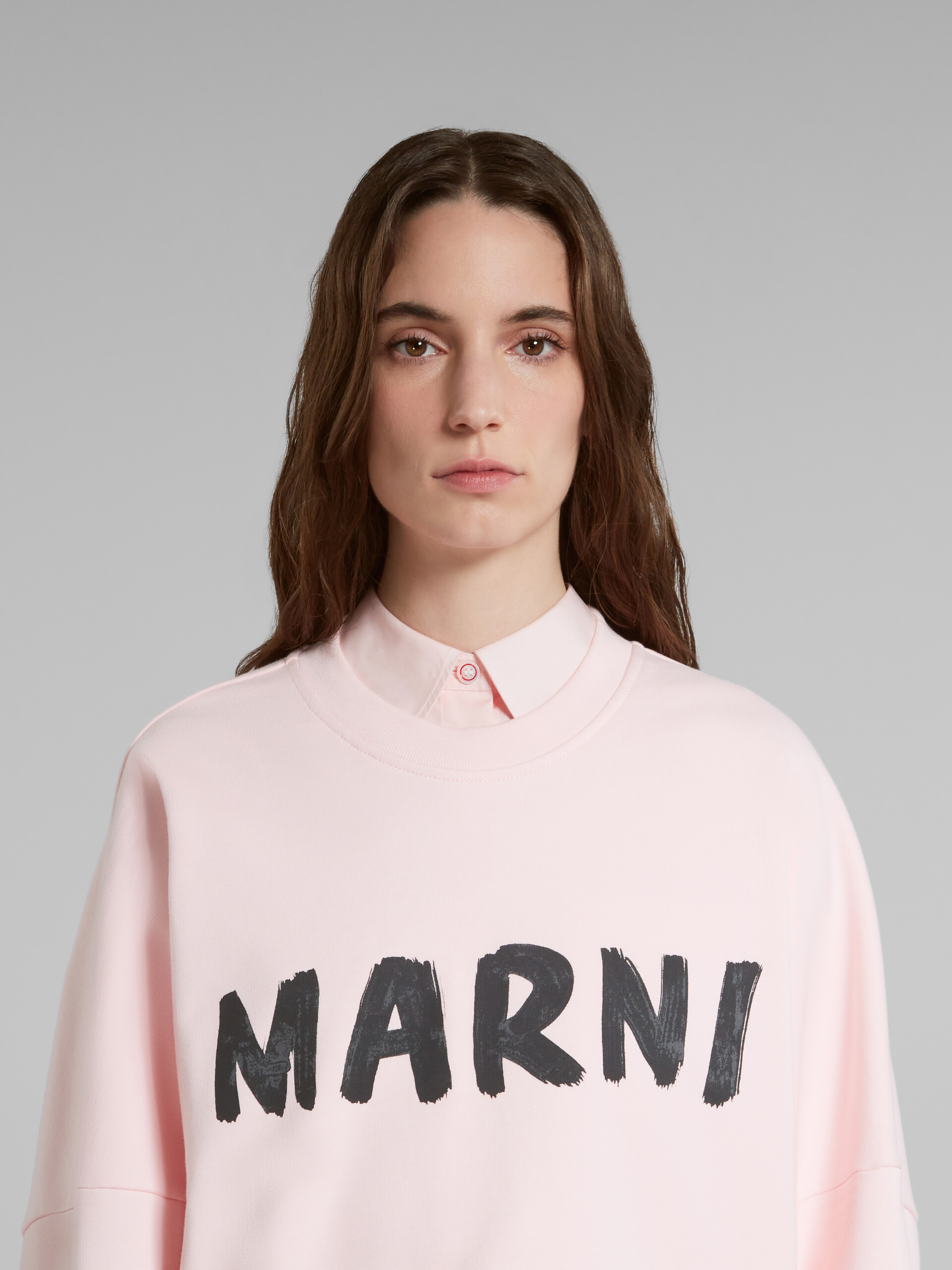 Blue organic cotton sweatshirt with Marni print - Pullovers - Image 4