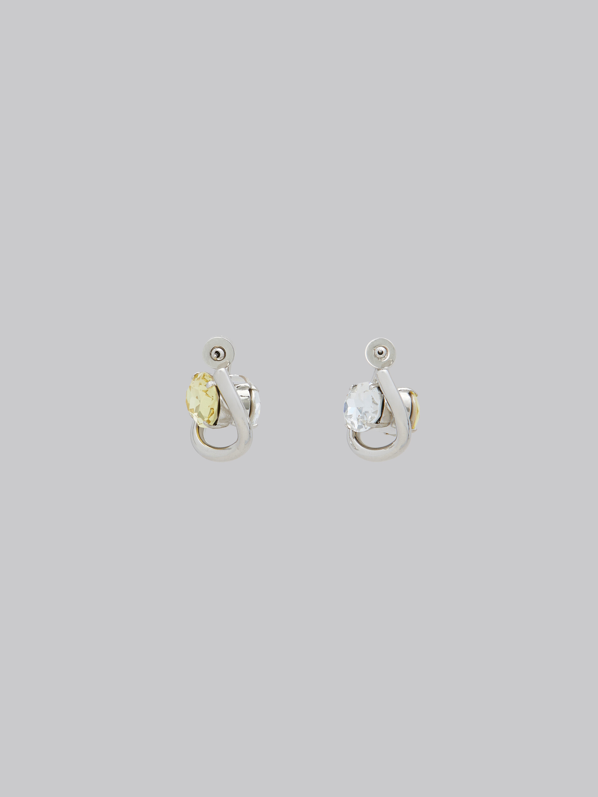Boucles d’oreilles créoles torsadées avec strass transparents et jaunes - Boucles d’oreilles - Image 3