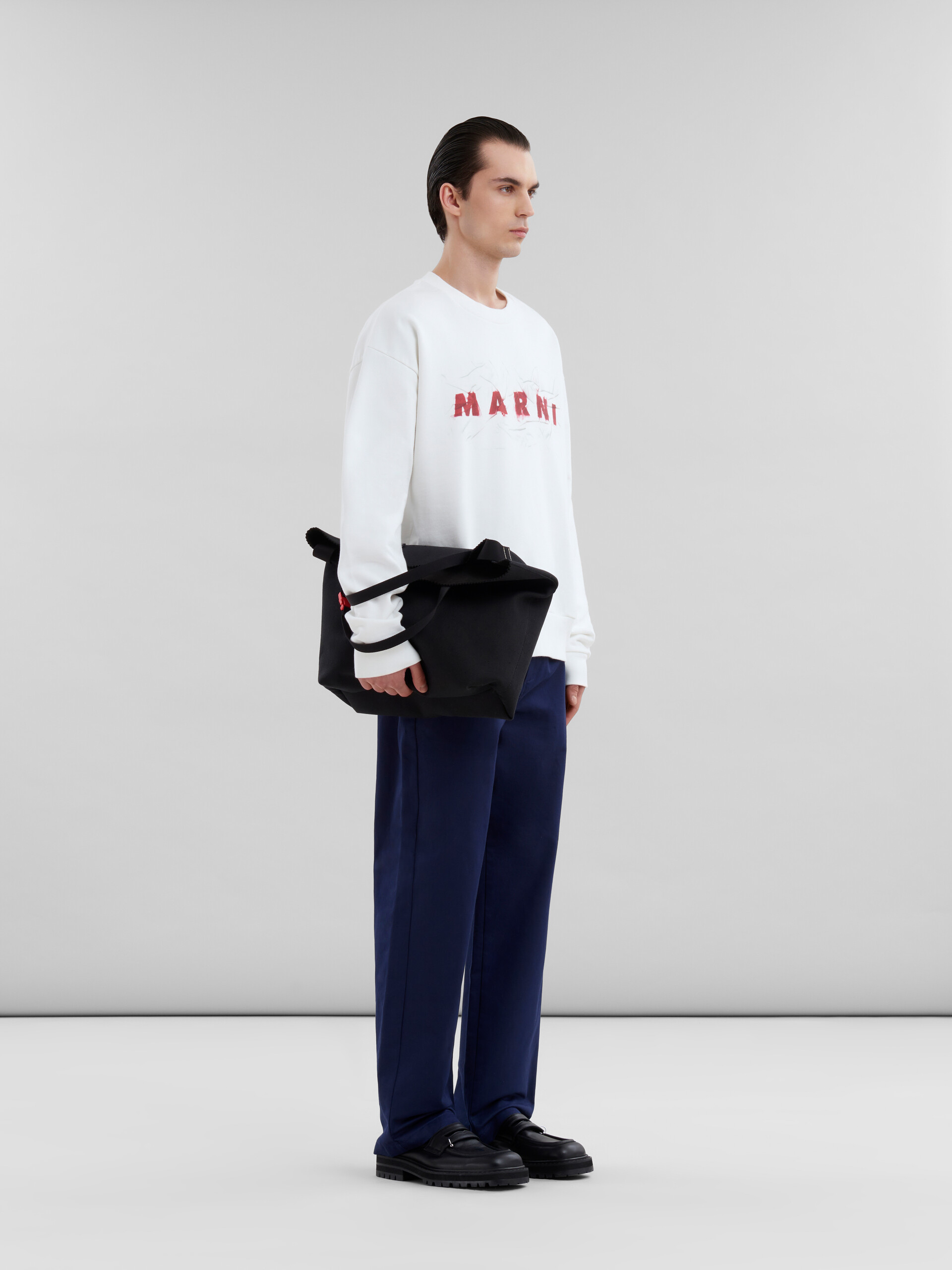 White organic cotton sweatshirt with wrinkled Marni logo - Sweaters - Image 5