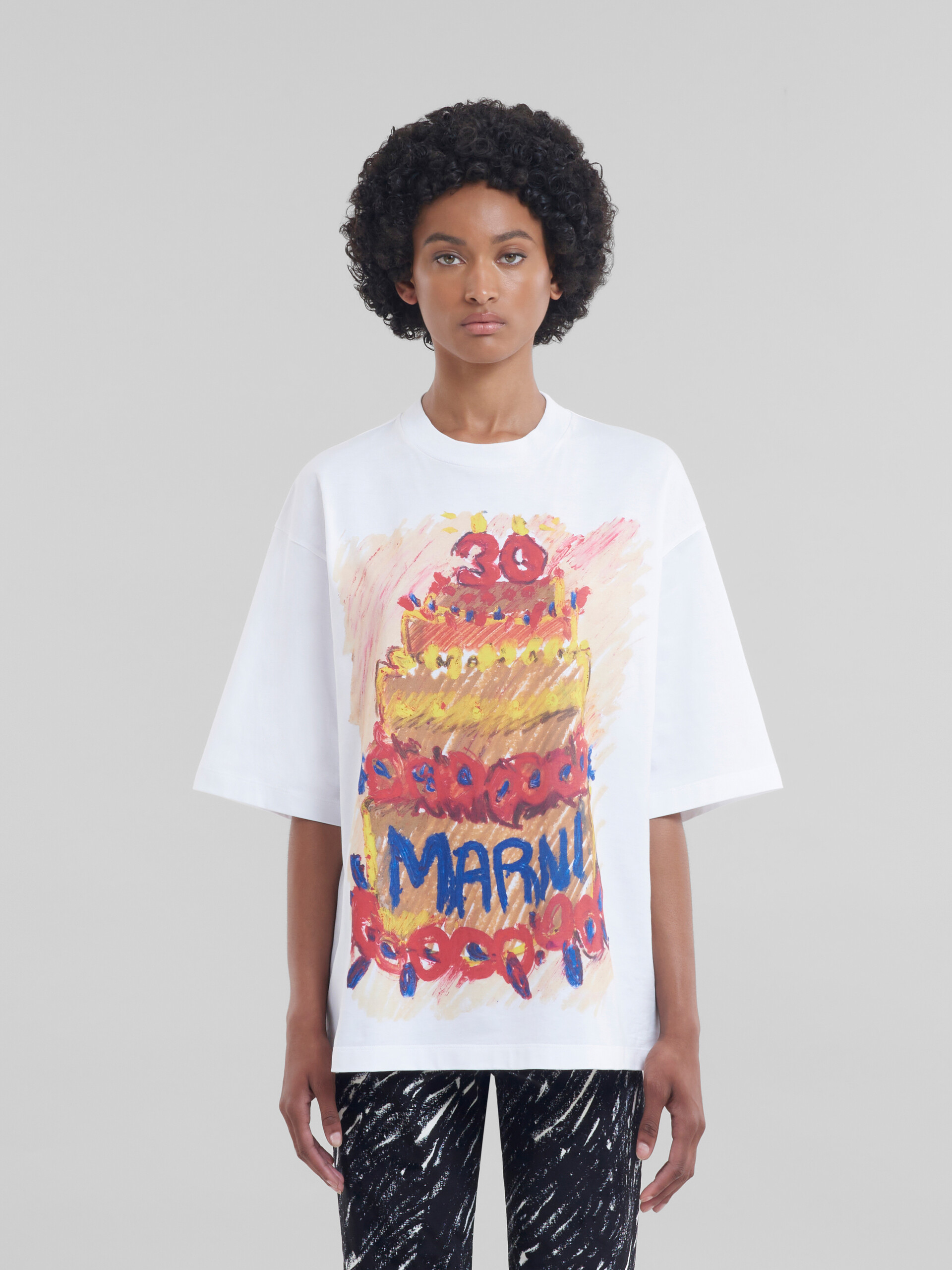 White organic cotton T-shirt with Marni 30th Anniversary print - T-shirts - Image 2