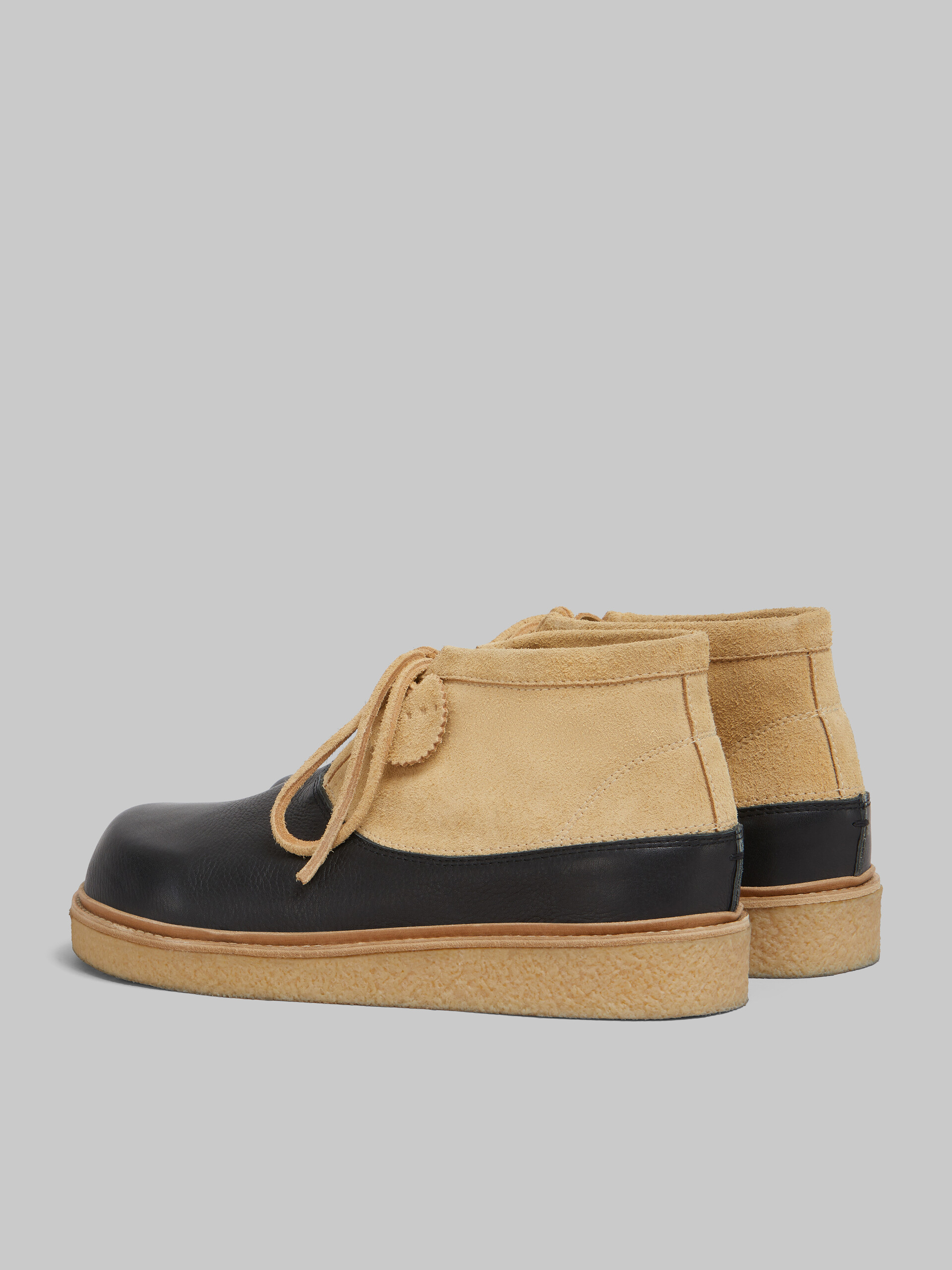 Chaussures de brousse en cuir noir et vert avec semelle en para-caoutchouc - Bottes - Image 3