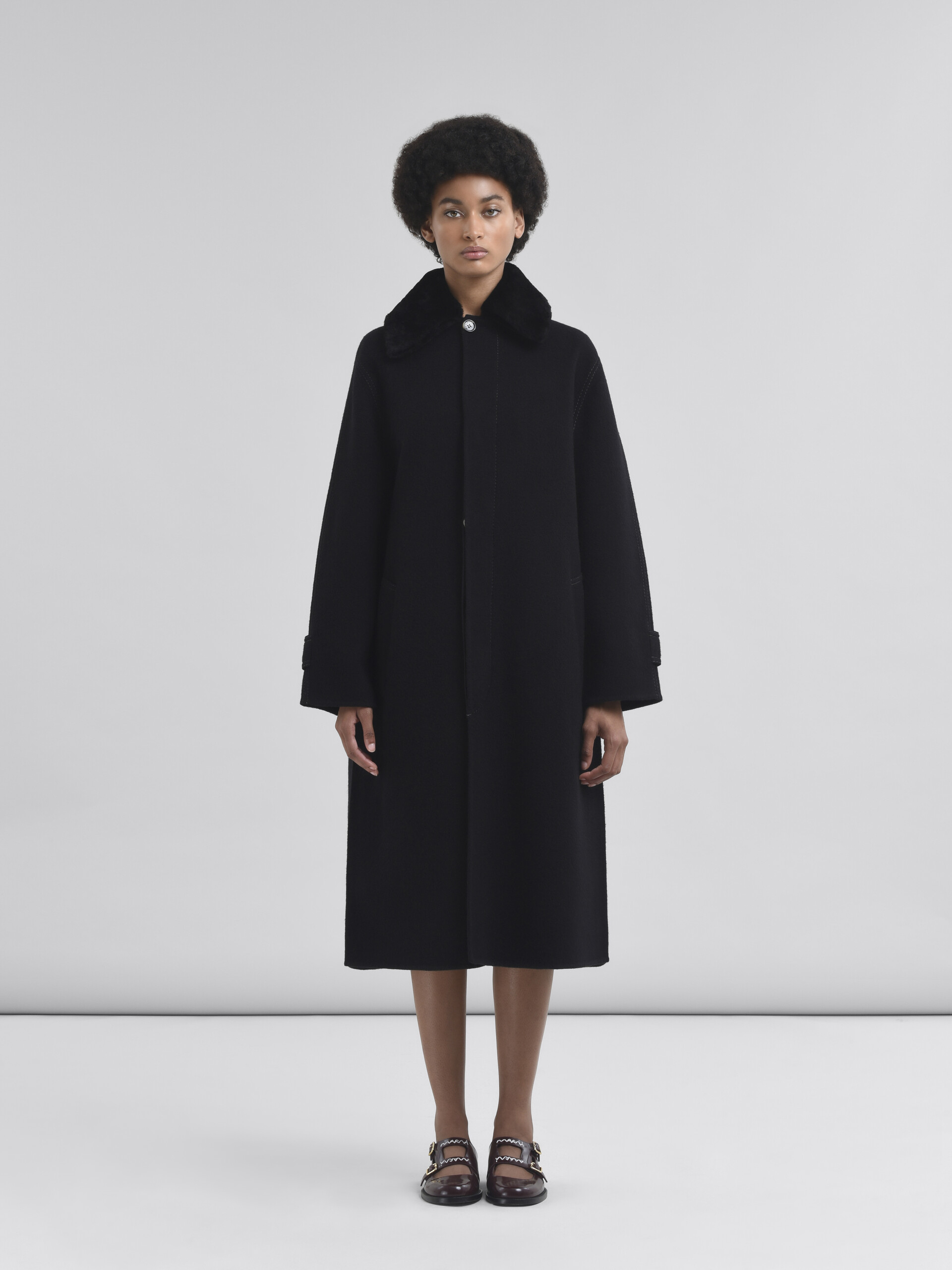 Wool and cashmere coat with shearling collar - Coats - Image 2