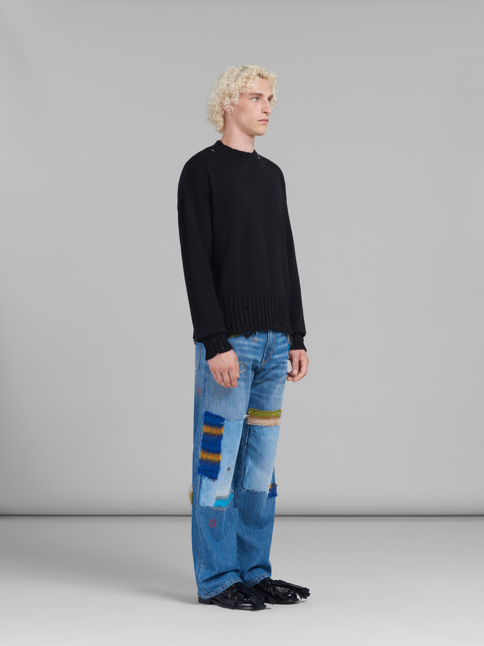 Blauer Pullover mit Rundhalsausschnitt aus Baumwolle - Pullover - Image 5