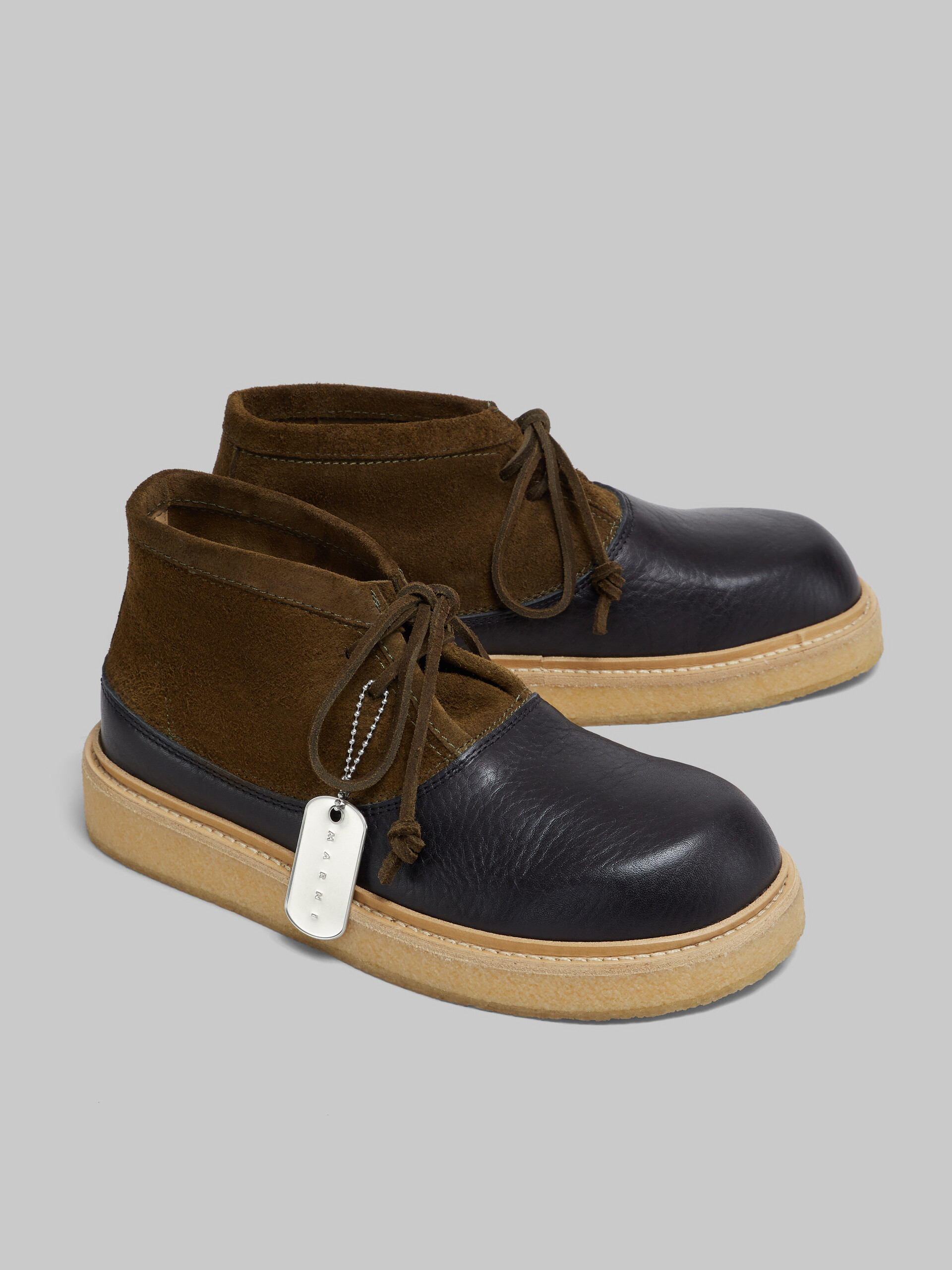 Black and green leather desert boot with para rubber sole - Boots - Image 4