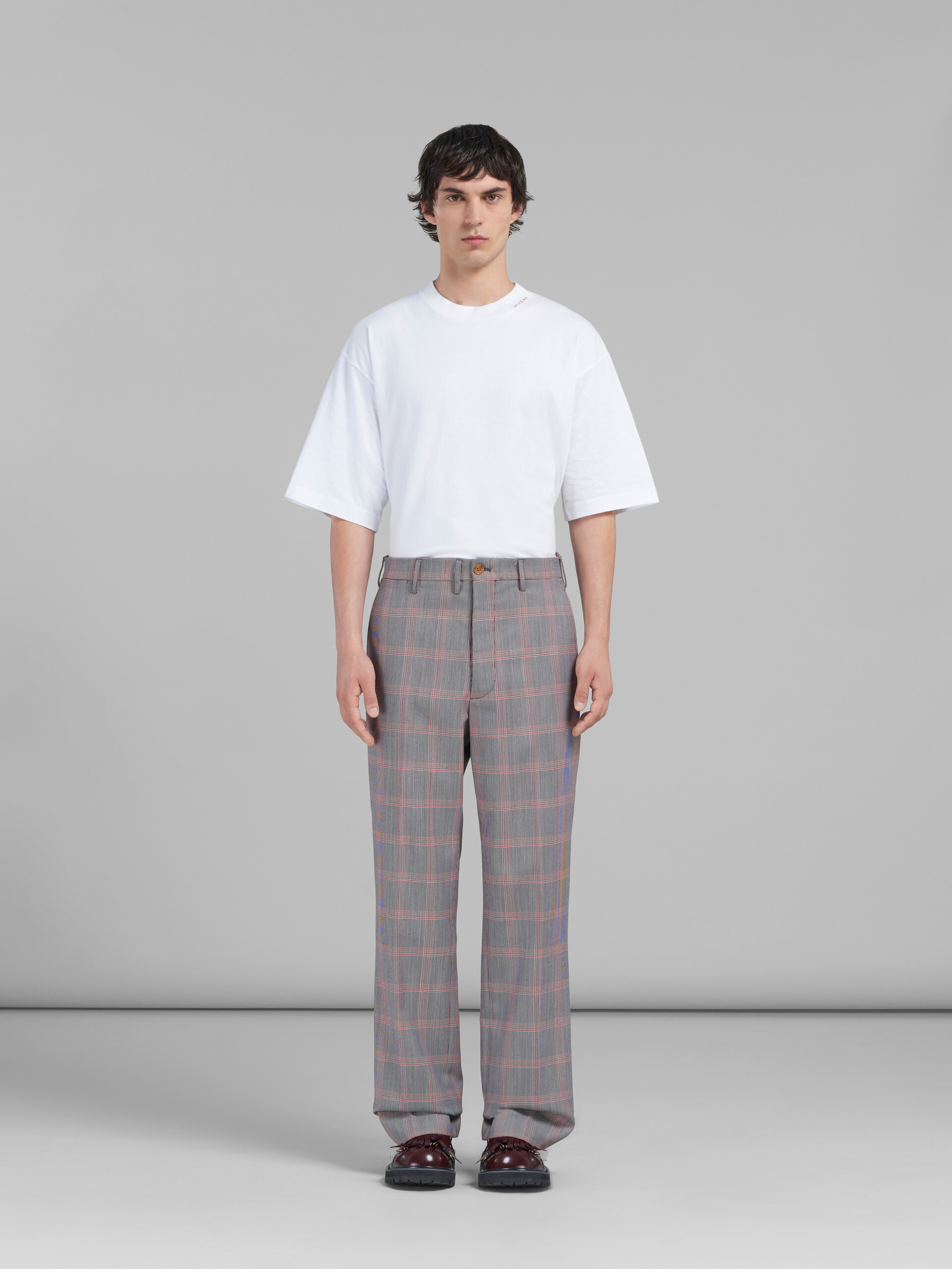 Pantaloni chino in lana tecnica con motivo check arancione - Pantaloni - Image 2