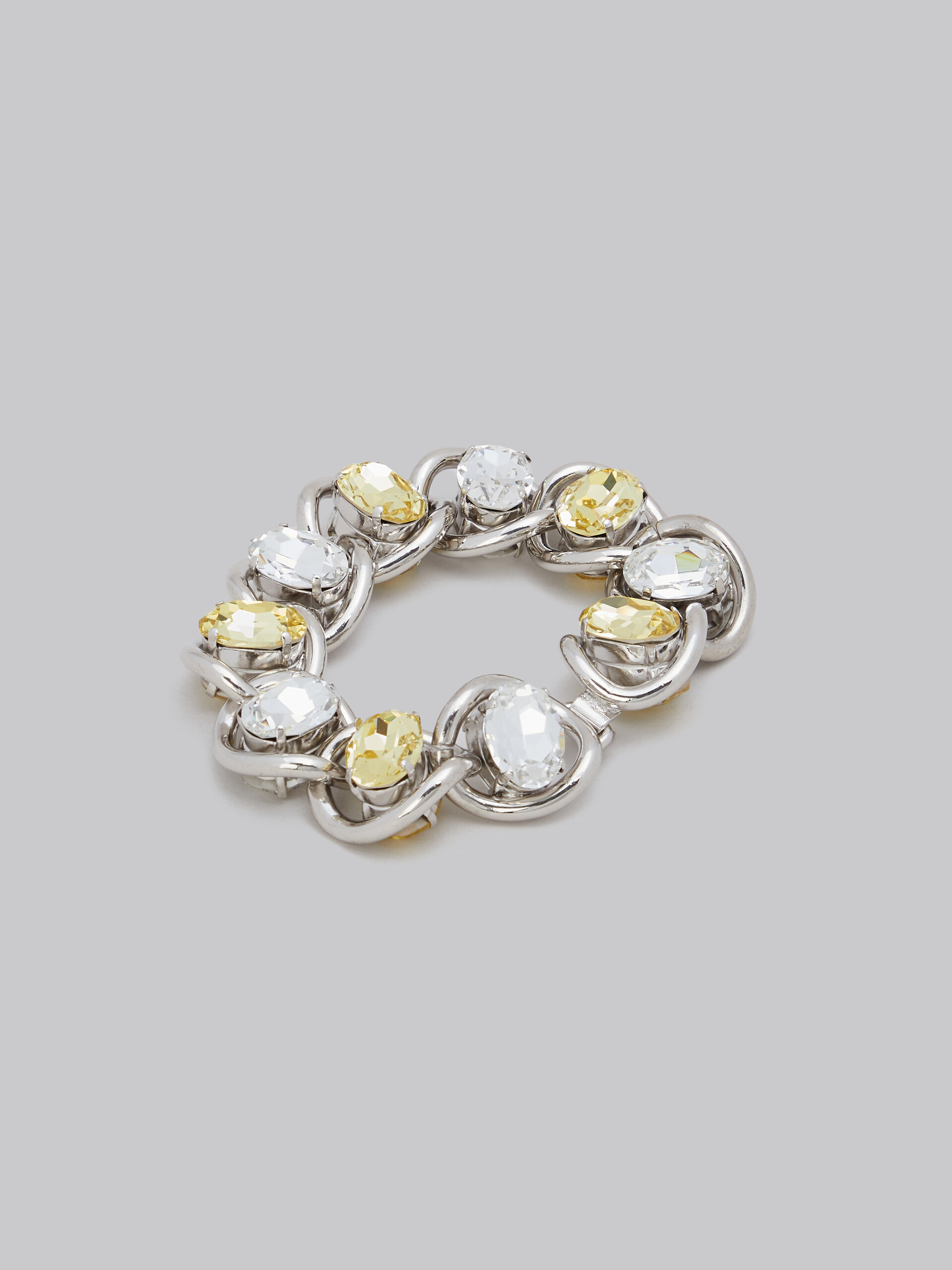 Bracelet en chaîne épaisse avec strass transparents et jaunes - Bracelets - Image 3