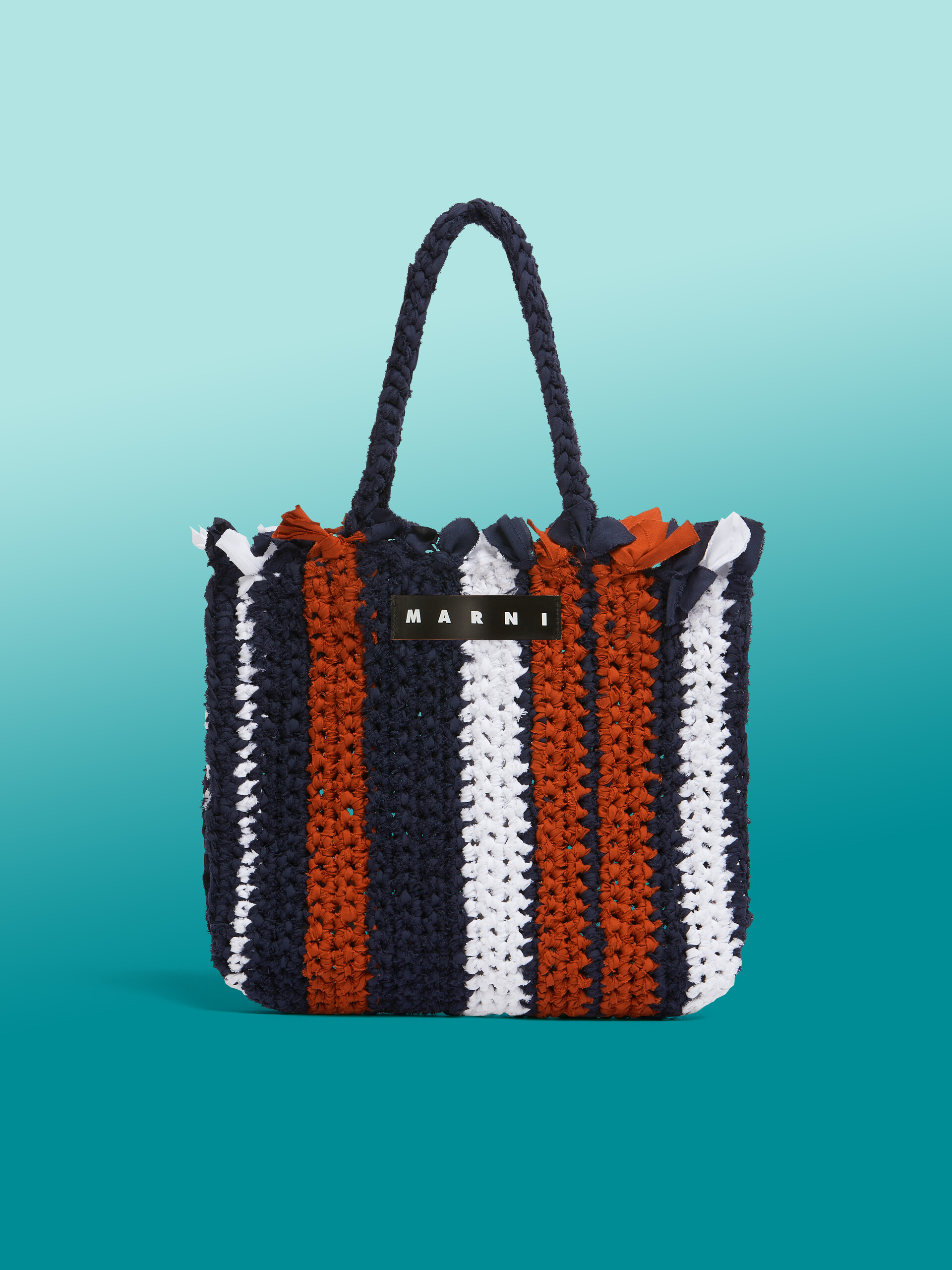 MARNI MARKET JERSEY bag in pink and blue cotton - Shopping Bags - Image 1