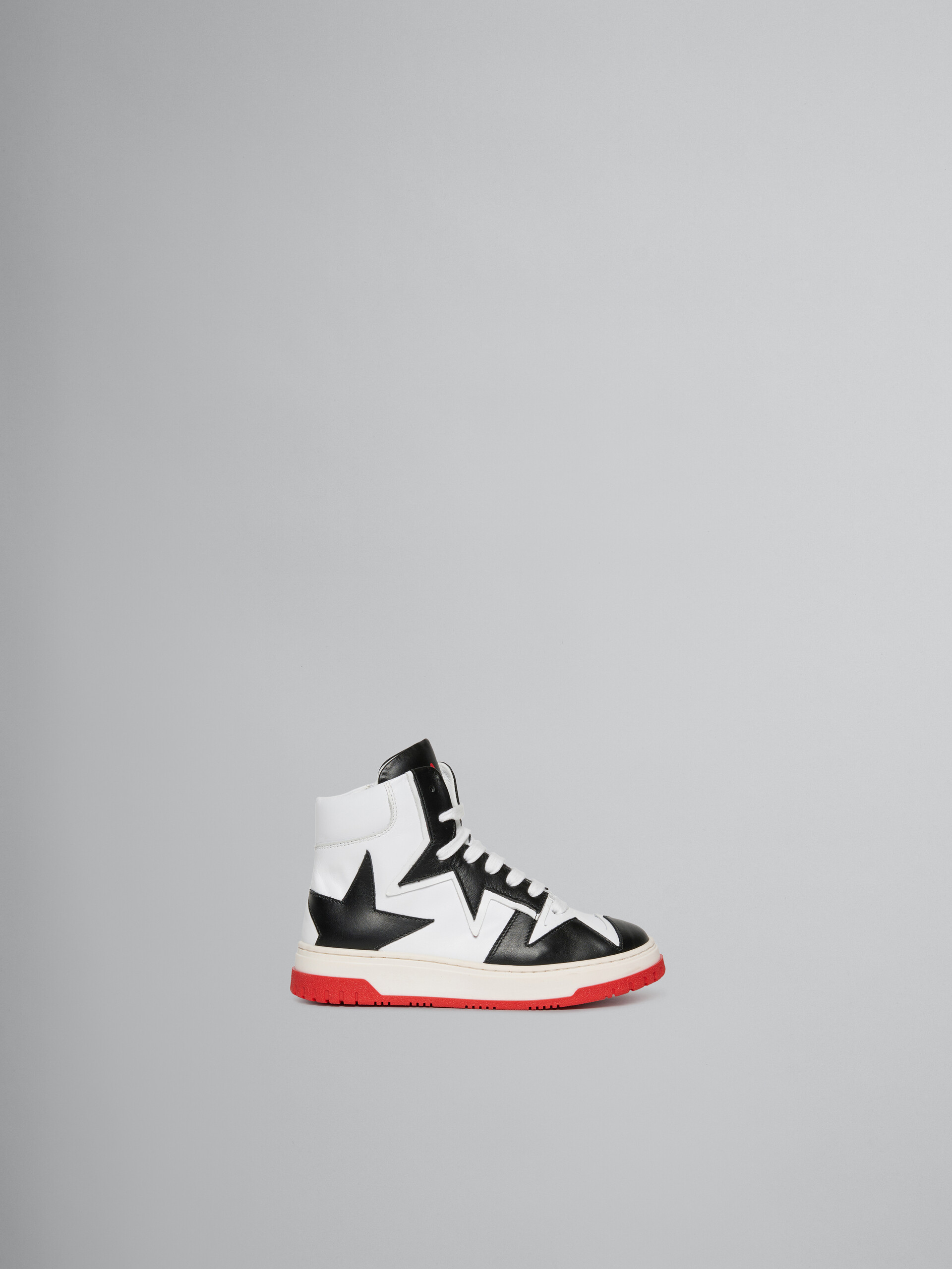 Black and white leather high top sneaker - Sneakers - Image 1