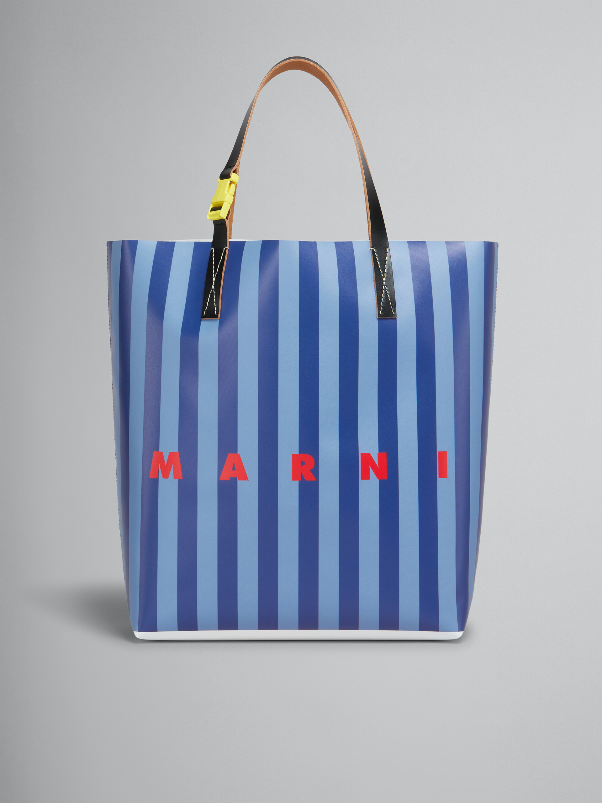 Blue striped Tribeca shopping bag with Marni logo - Shopping Bags - Image 1