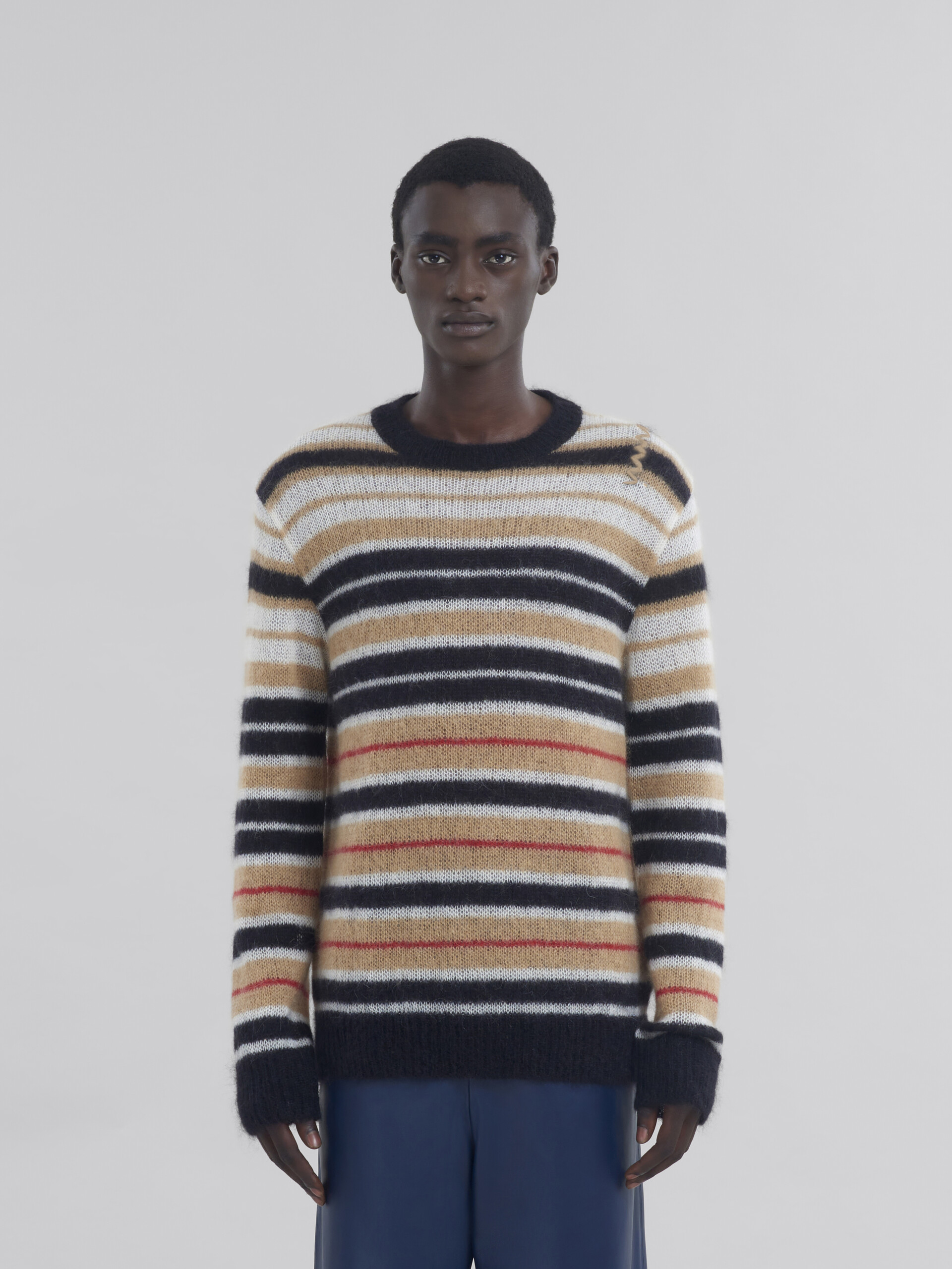 Beige striped brushed mohair jumper - Pullovers - Image 2