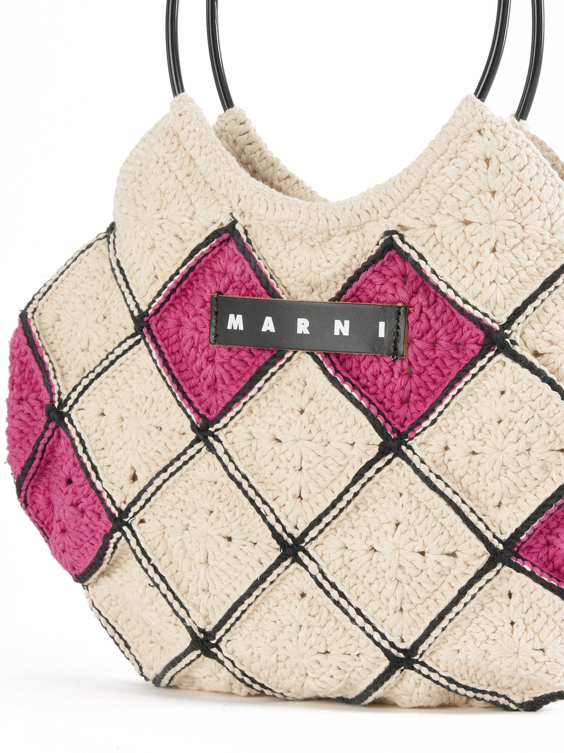 ナチュラルホワイト コットンクロシェ製 MARNI MARKET ハンドバッグ - ショッピングバッグ - Image 4