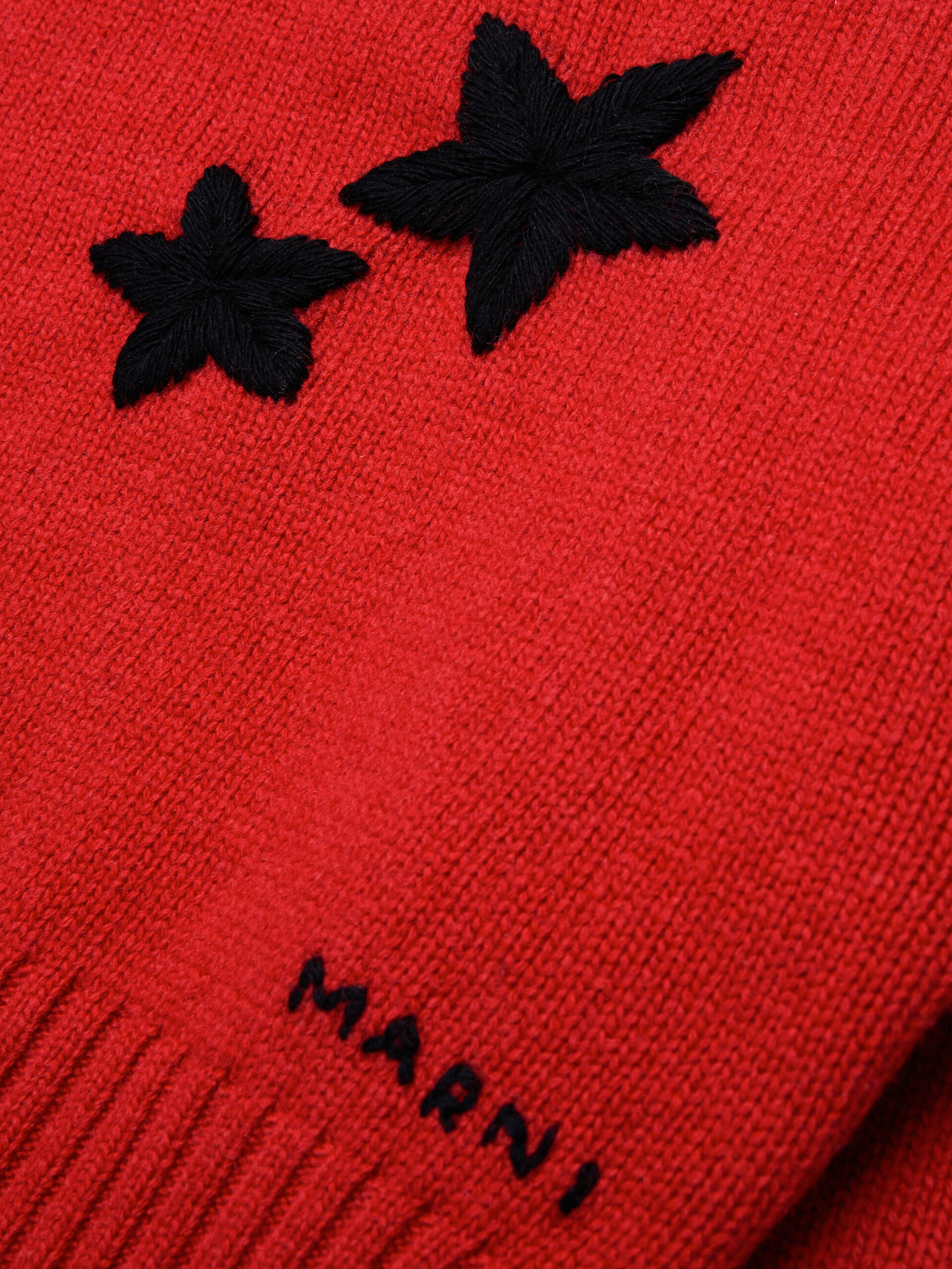 Red wool-blend pullover with stars - Knitwear - Image 4