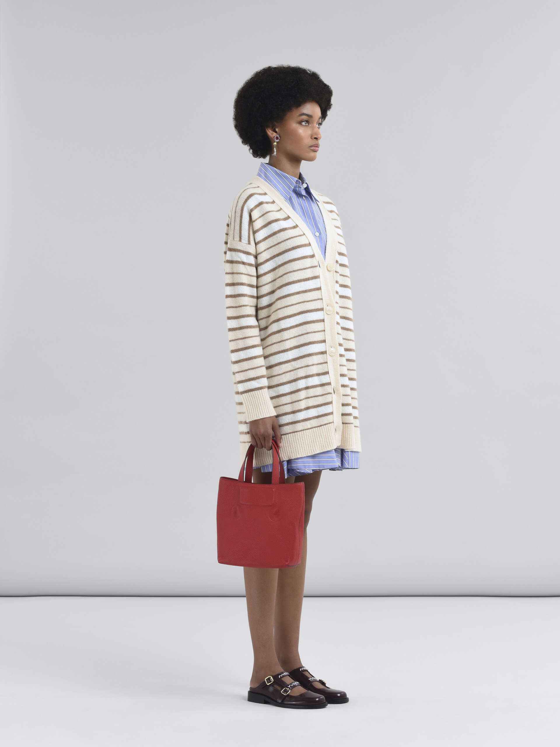 Ivory striped cashmere blend cardigan - Pullovers - Image 5