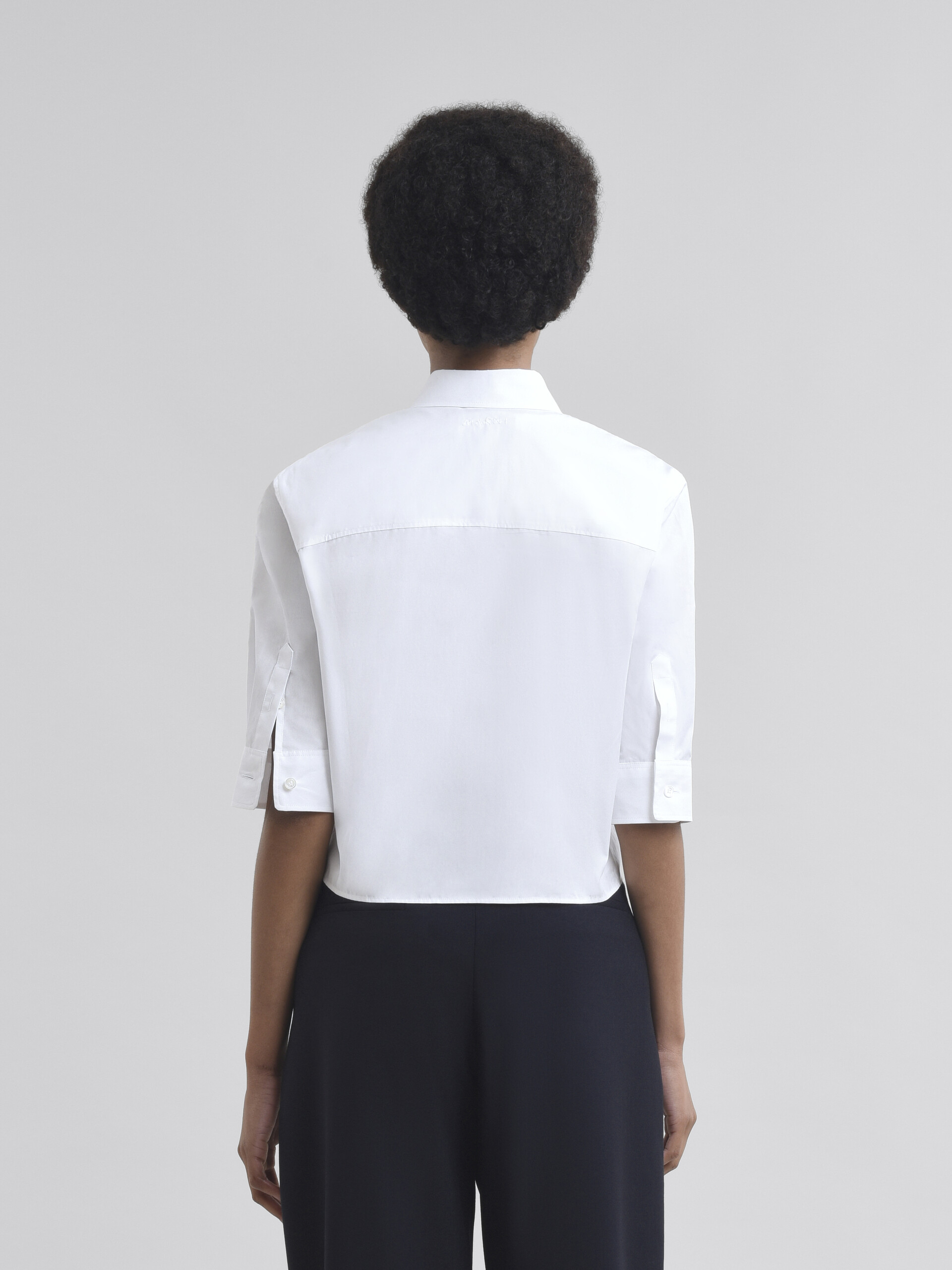 White poplin cocoon shirt - Shirts - Image 3