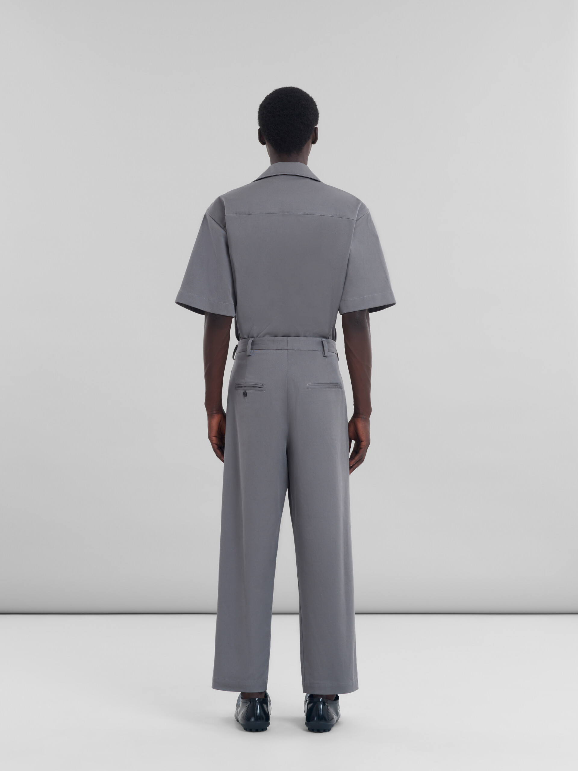 Gray gabardine classic trousers - Pants - Image 3