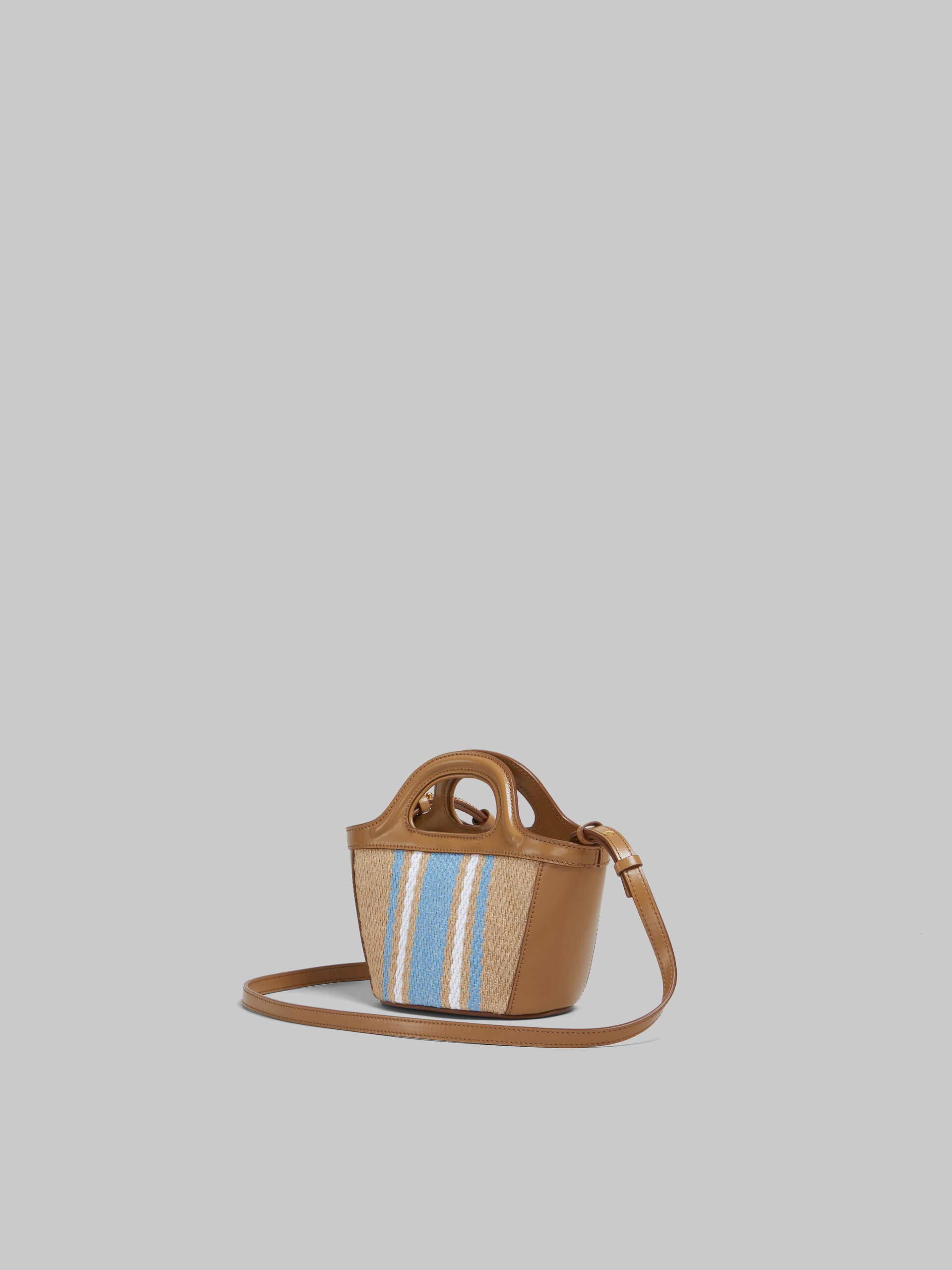 Tropicalia Micro Bag in brown leather and raffia-effect fabric - Handbag - Image 2