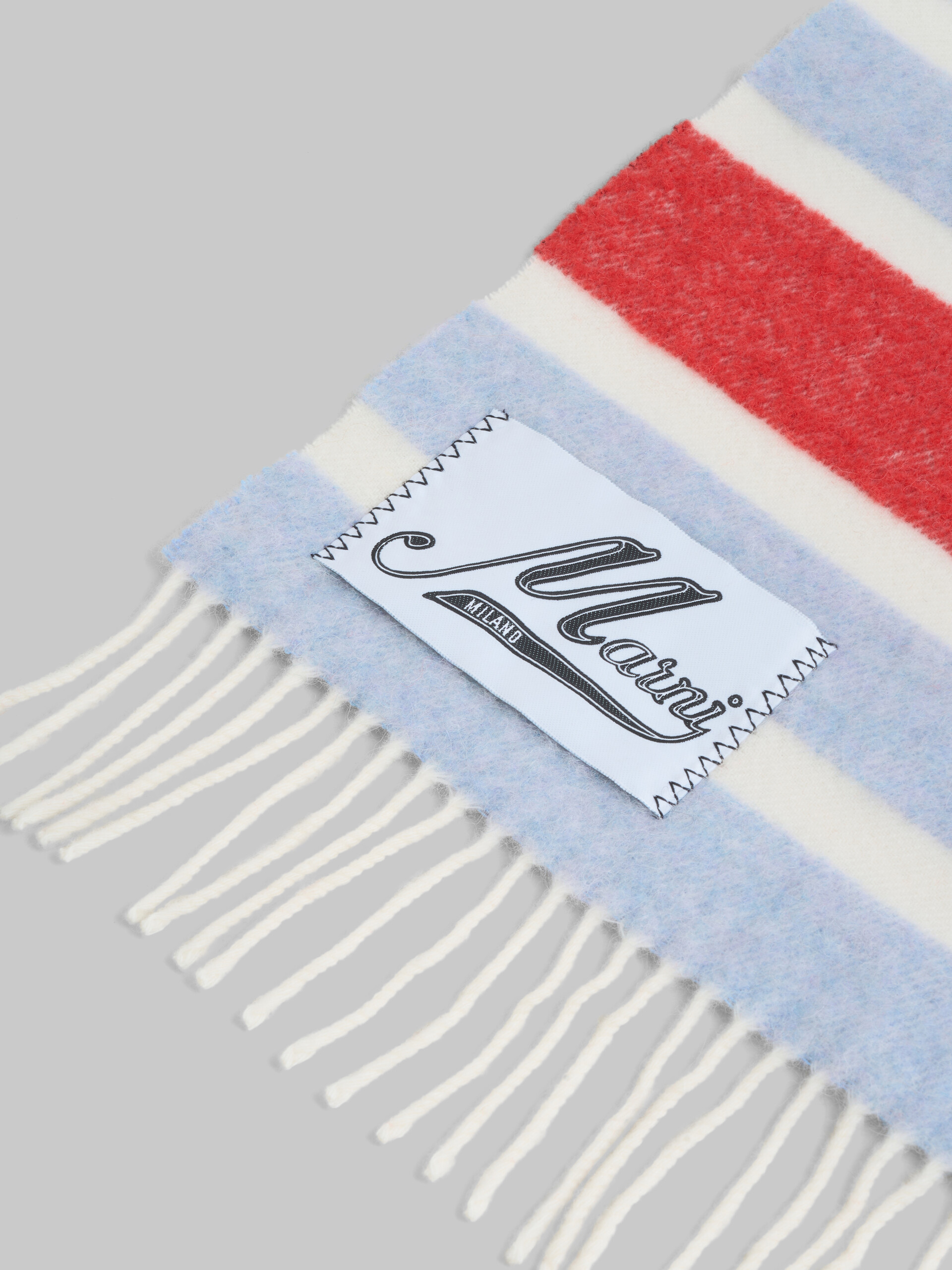 Light blue and red striped wool and alpaca throw - Other accessories - Image 4