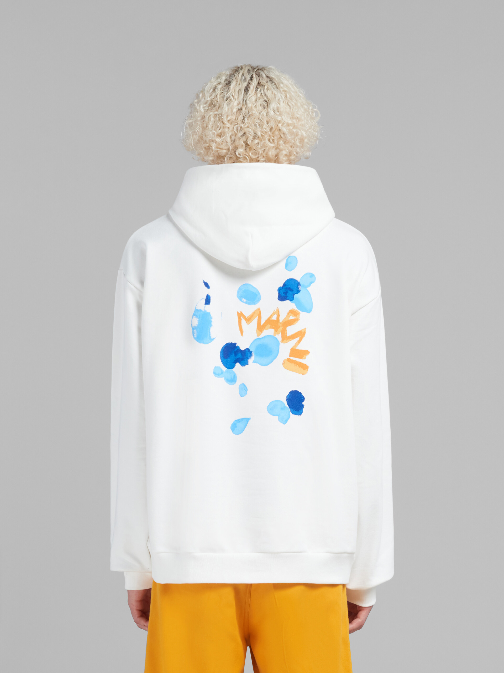 White organic cotton hoodie with Marni Dripping print - Sweaters - Image 3