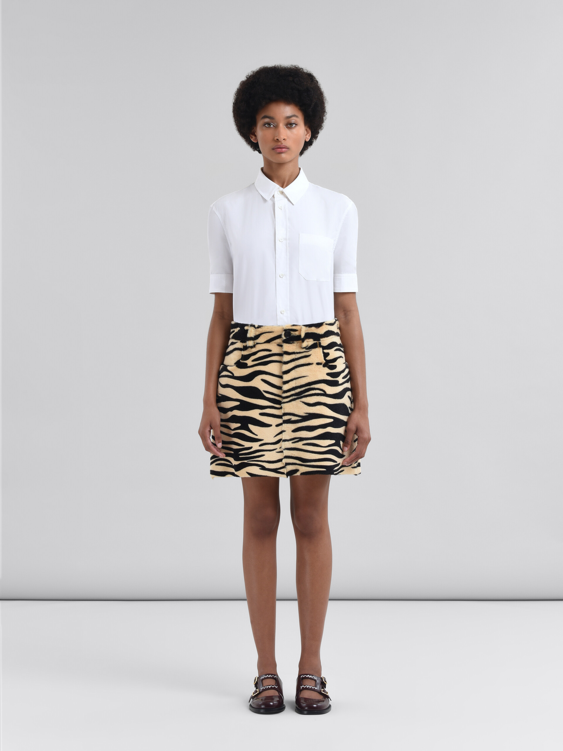 Shearling Miniskirt with tiger print - Skirts - Image 2