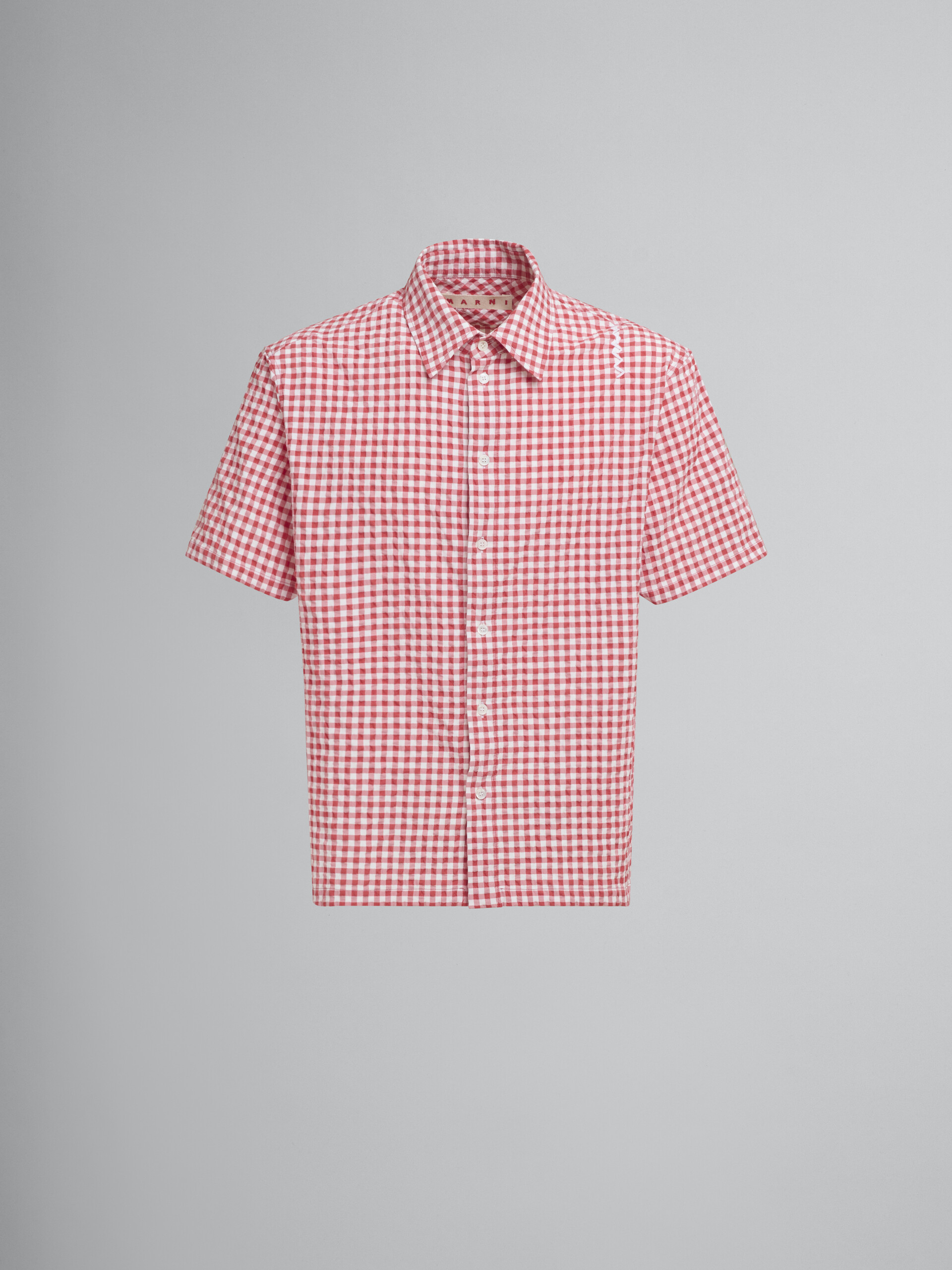 Light blue and white seersucker checked shirt - Shirts - Image 1