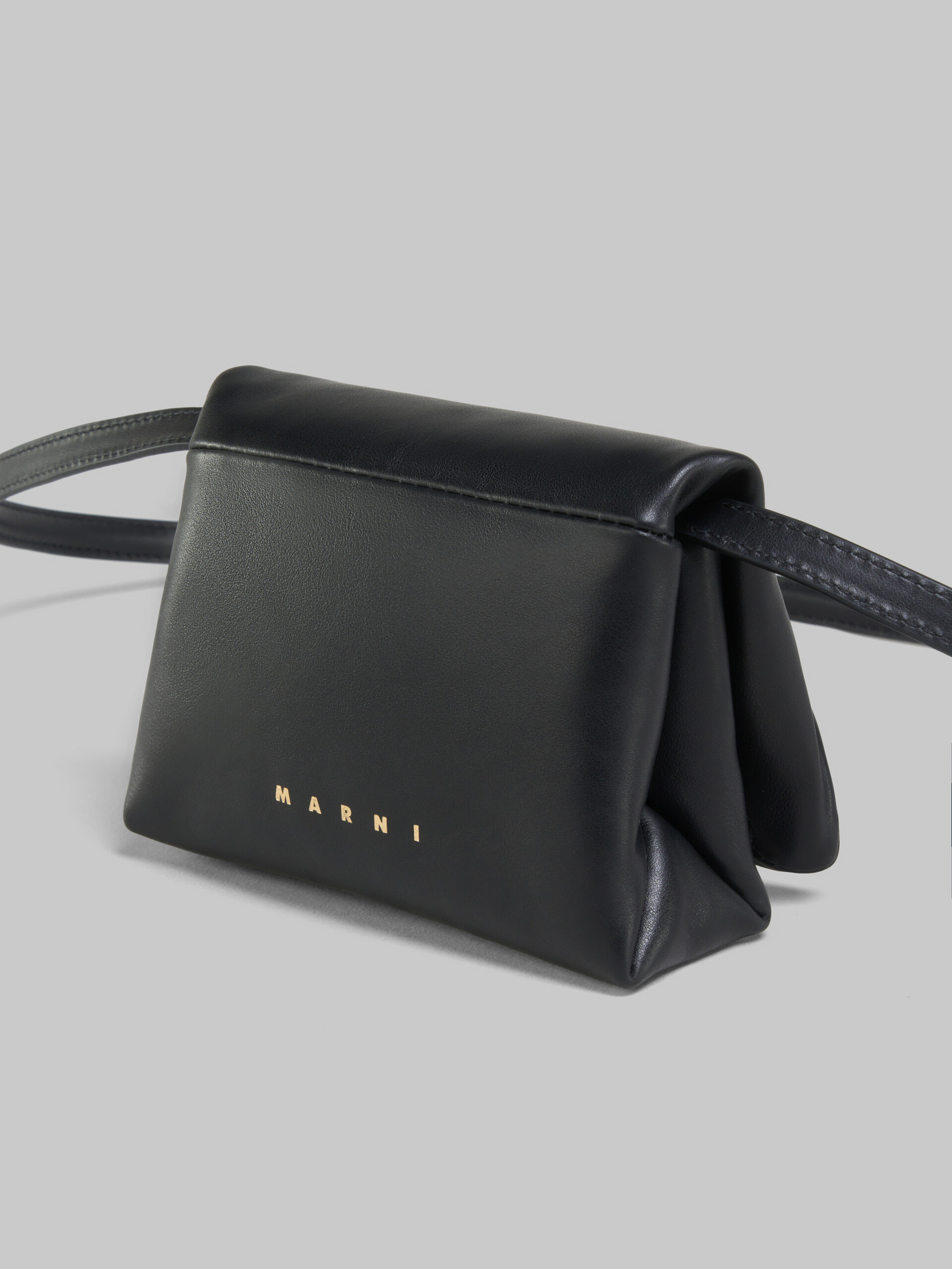 Black leather mini Prisma pouch - Pochettes - Image 4