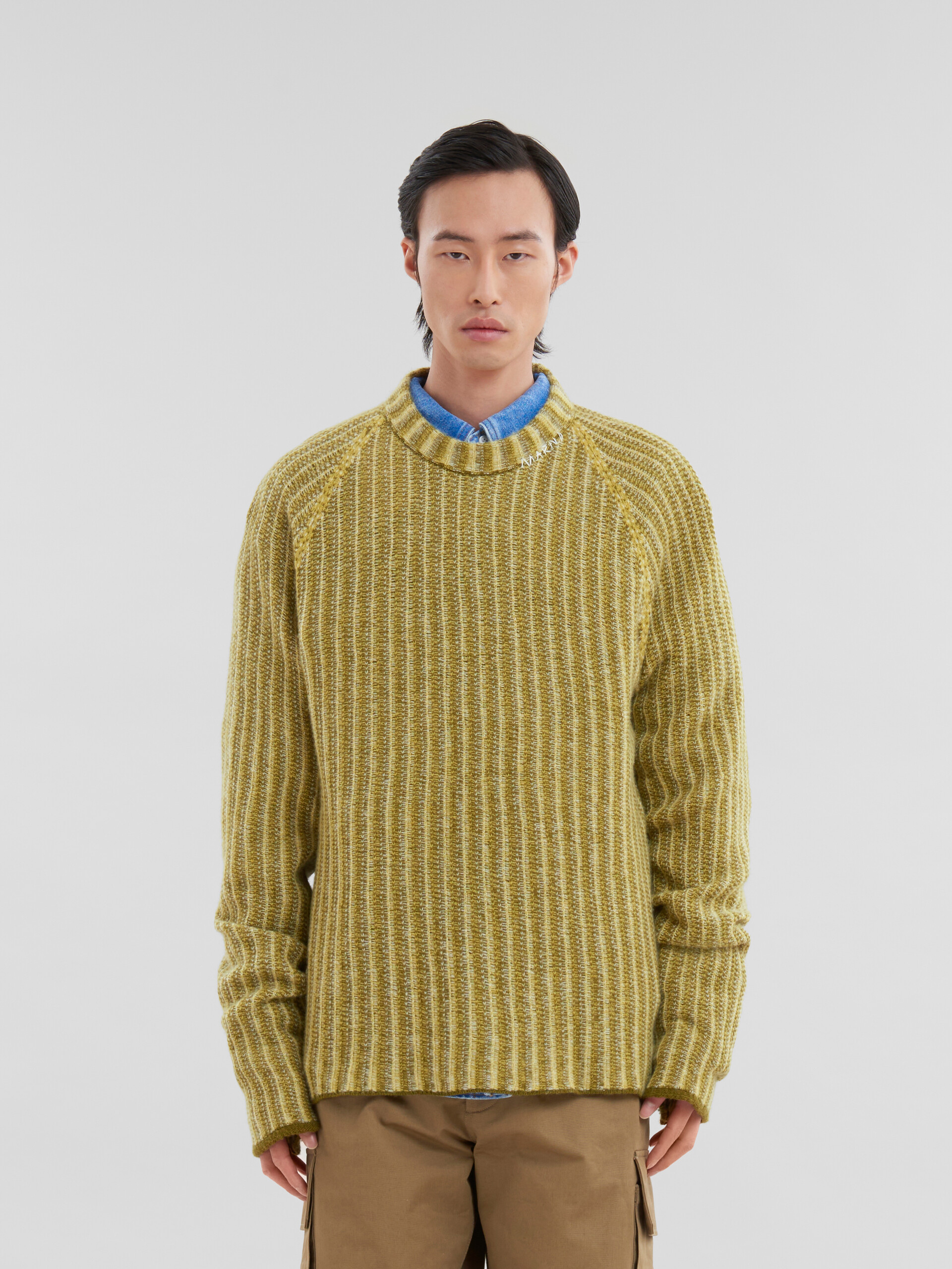 Green wool-cashmere jumper with dégradé stripes - Pullovers - Image 2