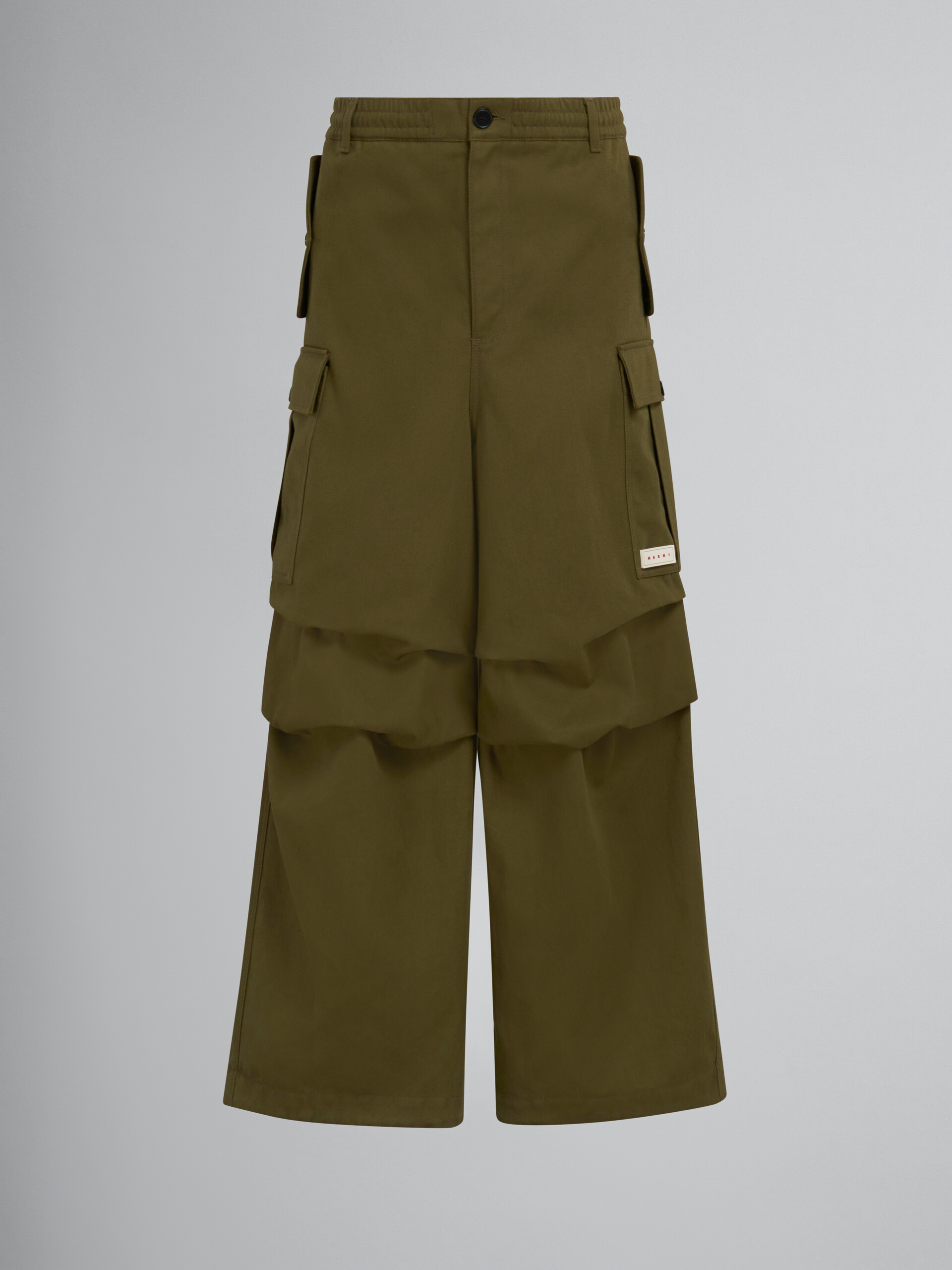 Pantalon cargo en gabardine verte - Pantalons - Image 1