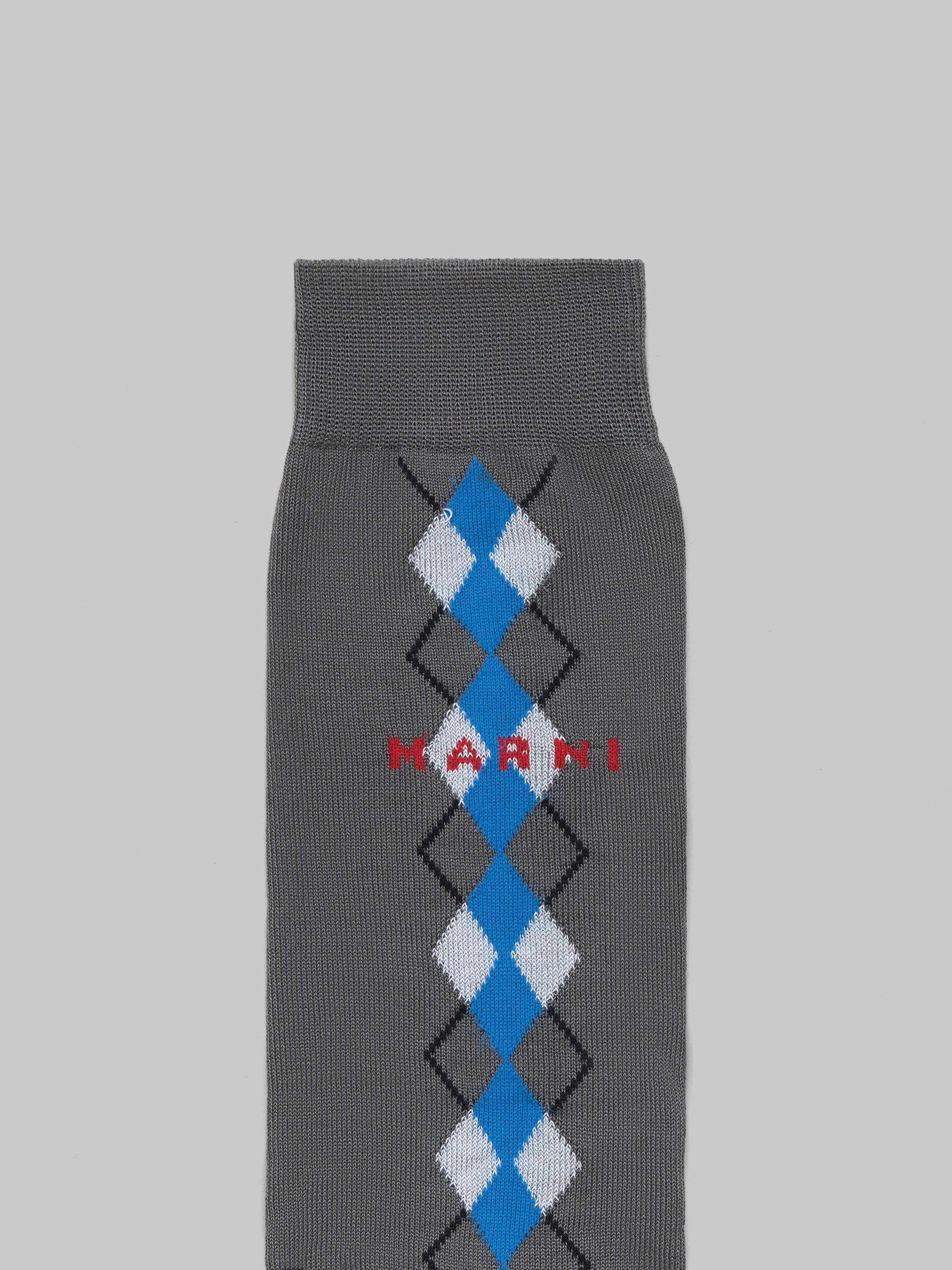 Grey socks with blue Argyle detail - Socks - Image 3