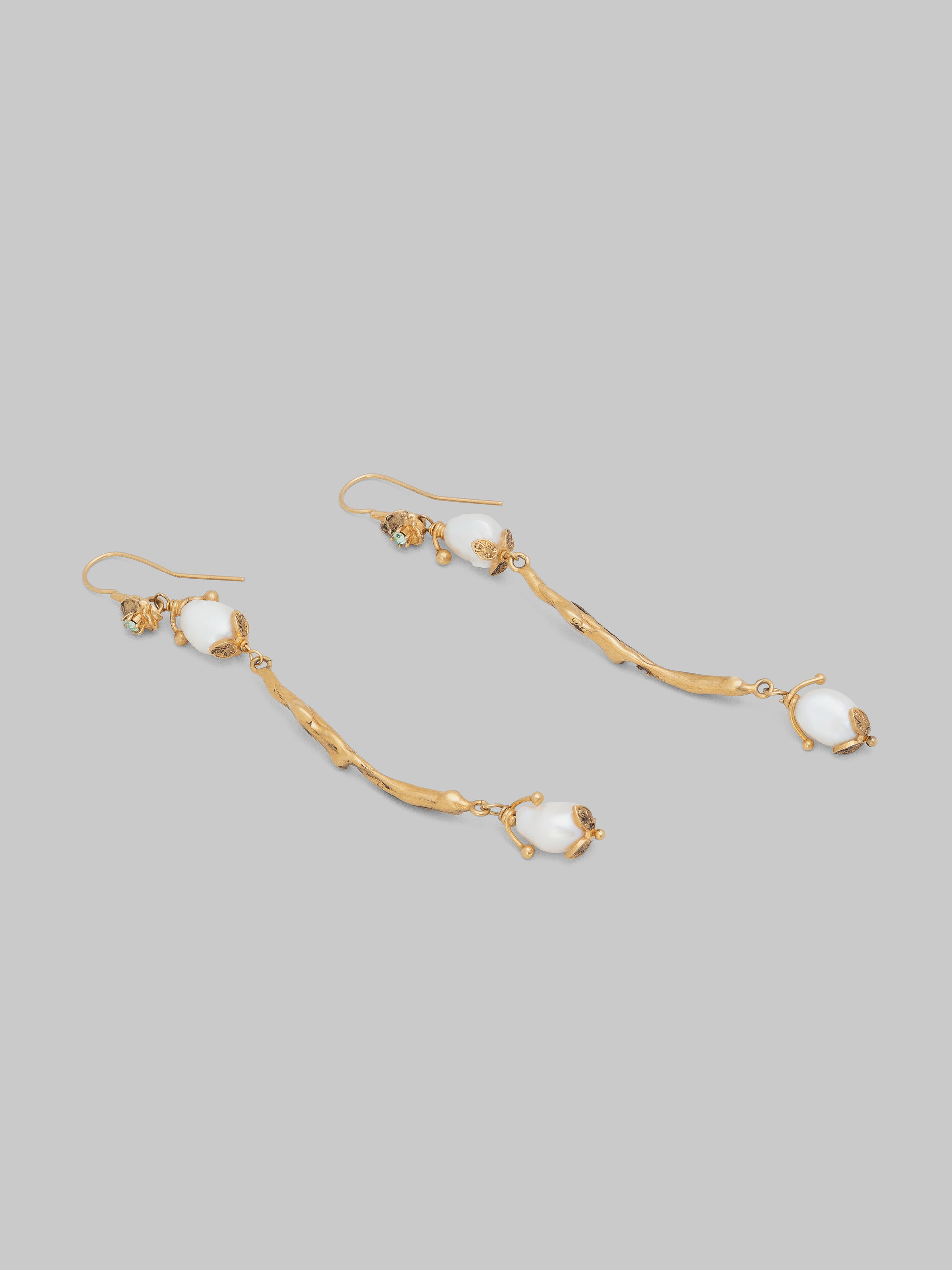 Gold dangle earrings with river pearls - Earrings - Image 4