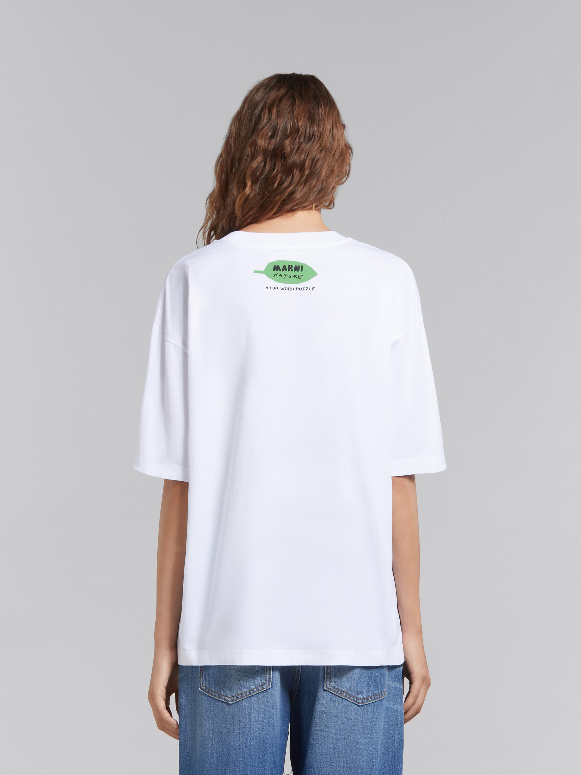 White organic cotton T-shirt with wordsearch flower print - T-shirts - Image 3