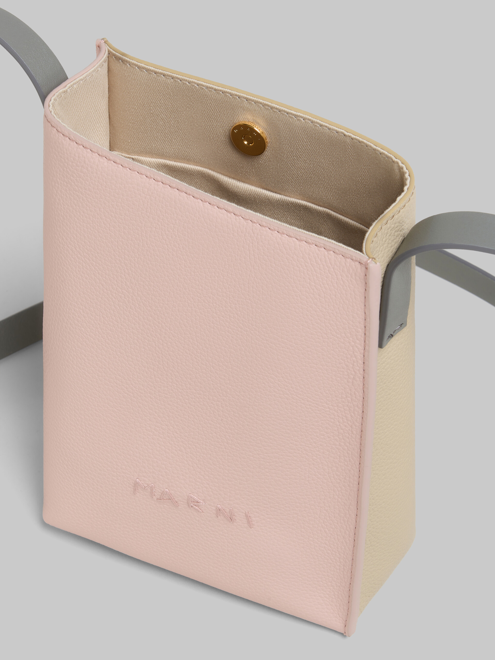 Light pink and beige leather Museo Nano Bag with Marni Symbol embroidery - Shoulder Bag - Image 4