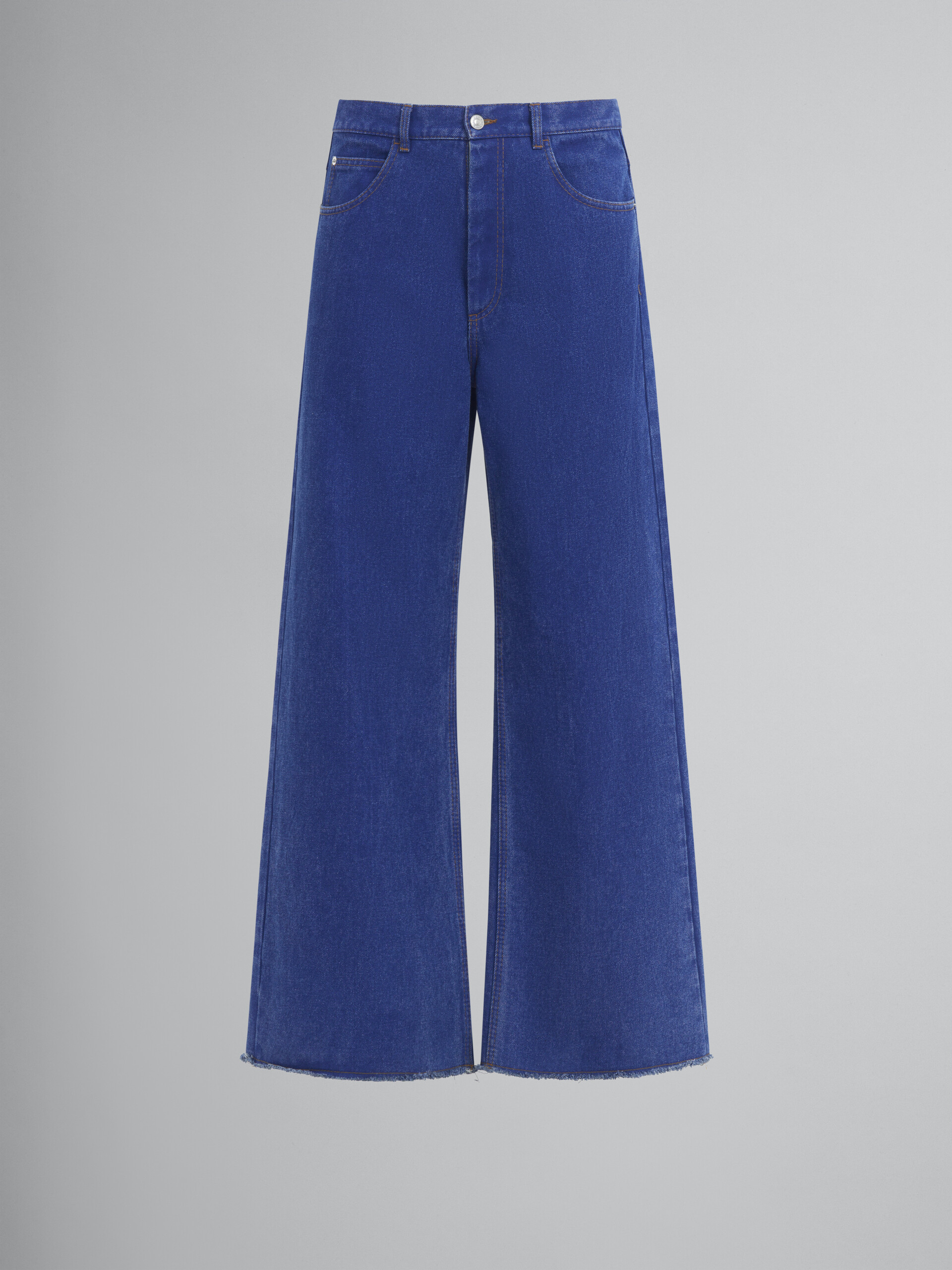 Low rise blue jeans with red belt - Pants - Image 1