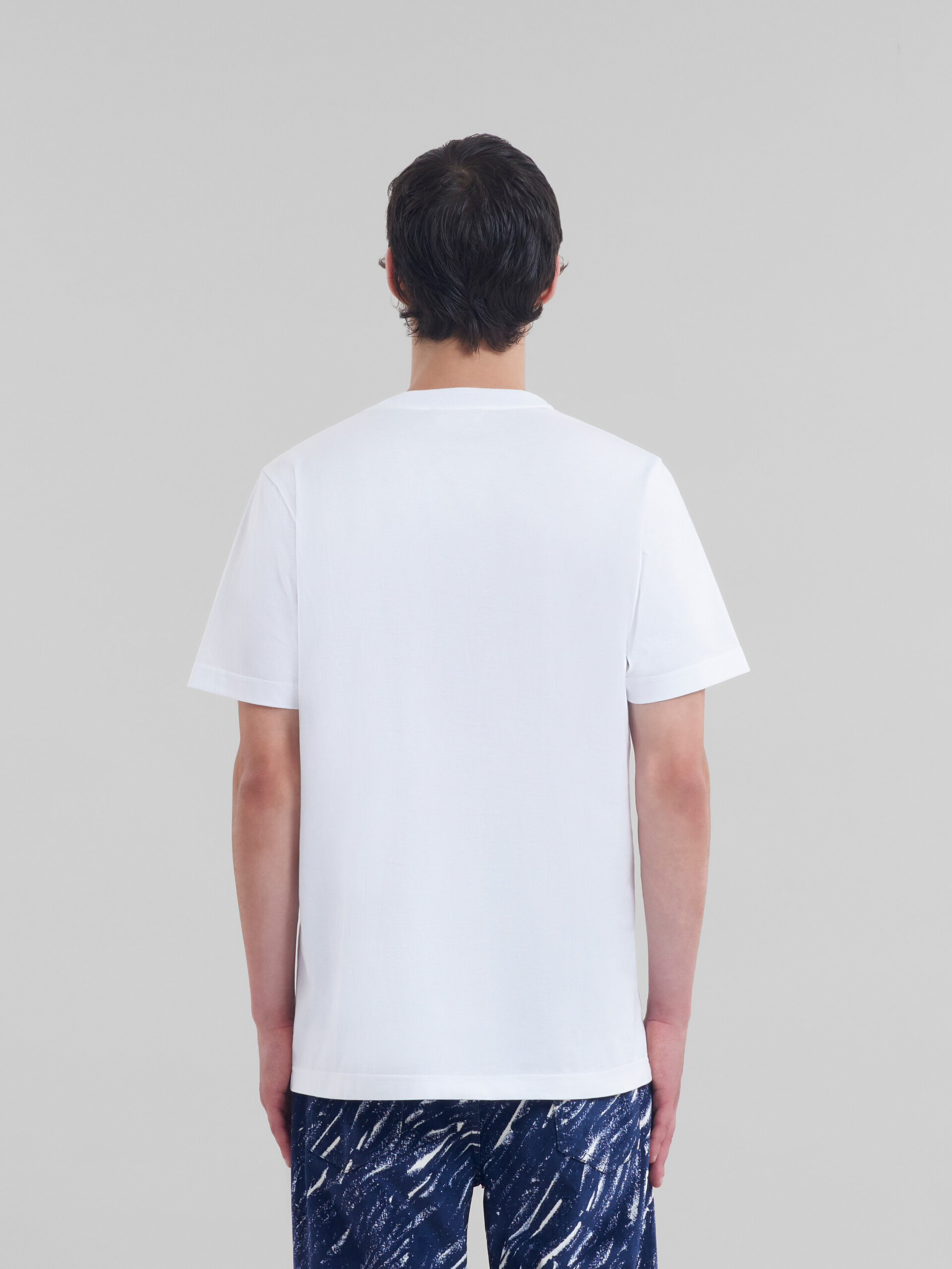 Light blue organic cotton T-shirt with Marni Mending logo - Shirts - Image 3