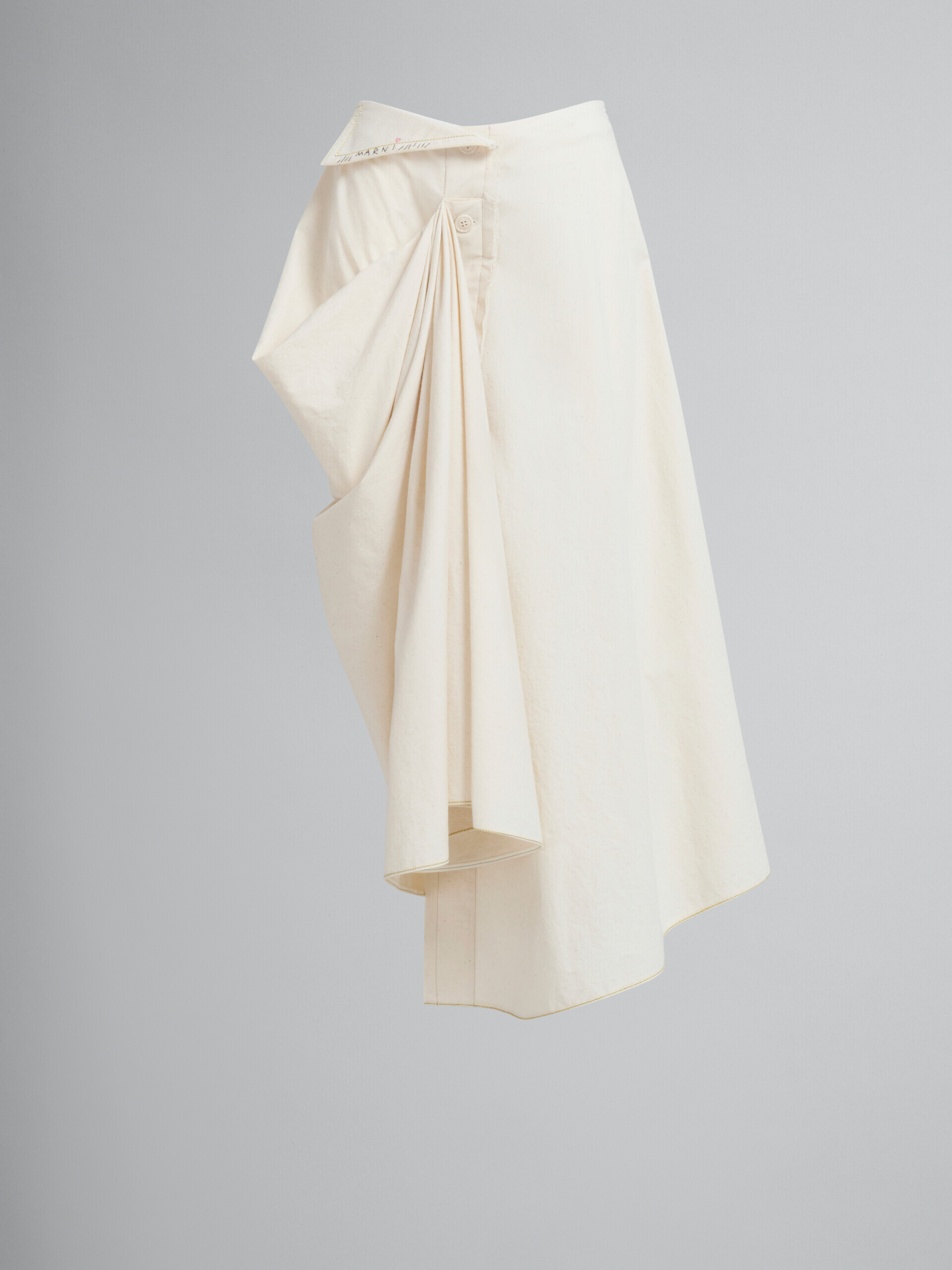 Falda asimétrica de lona de algodón orgánico beige claro - Faldas - Image 2