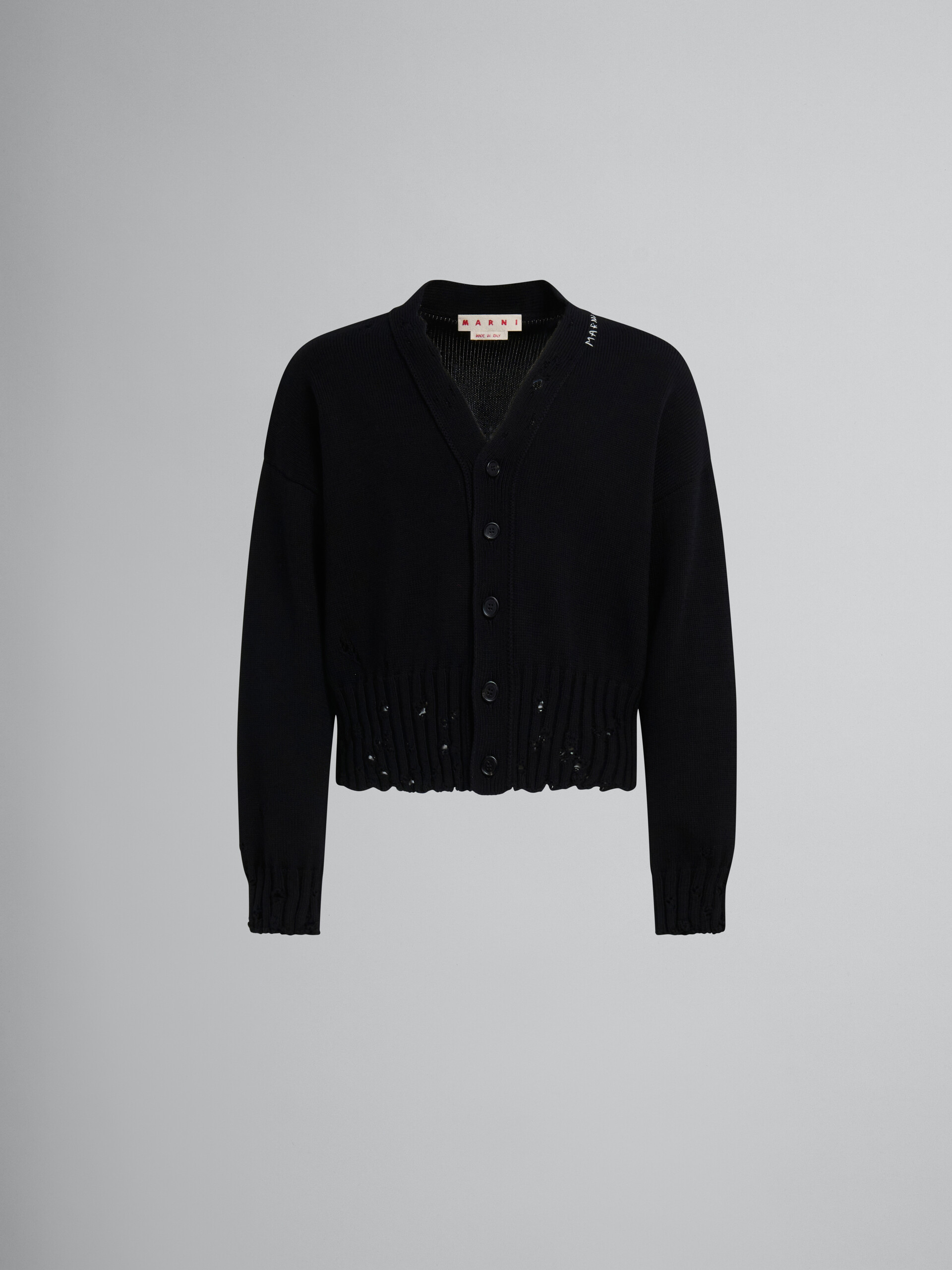Cárdigan de algodón negro efecto ajado - jerseys - Image 1