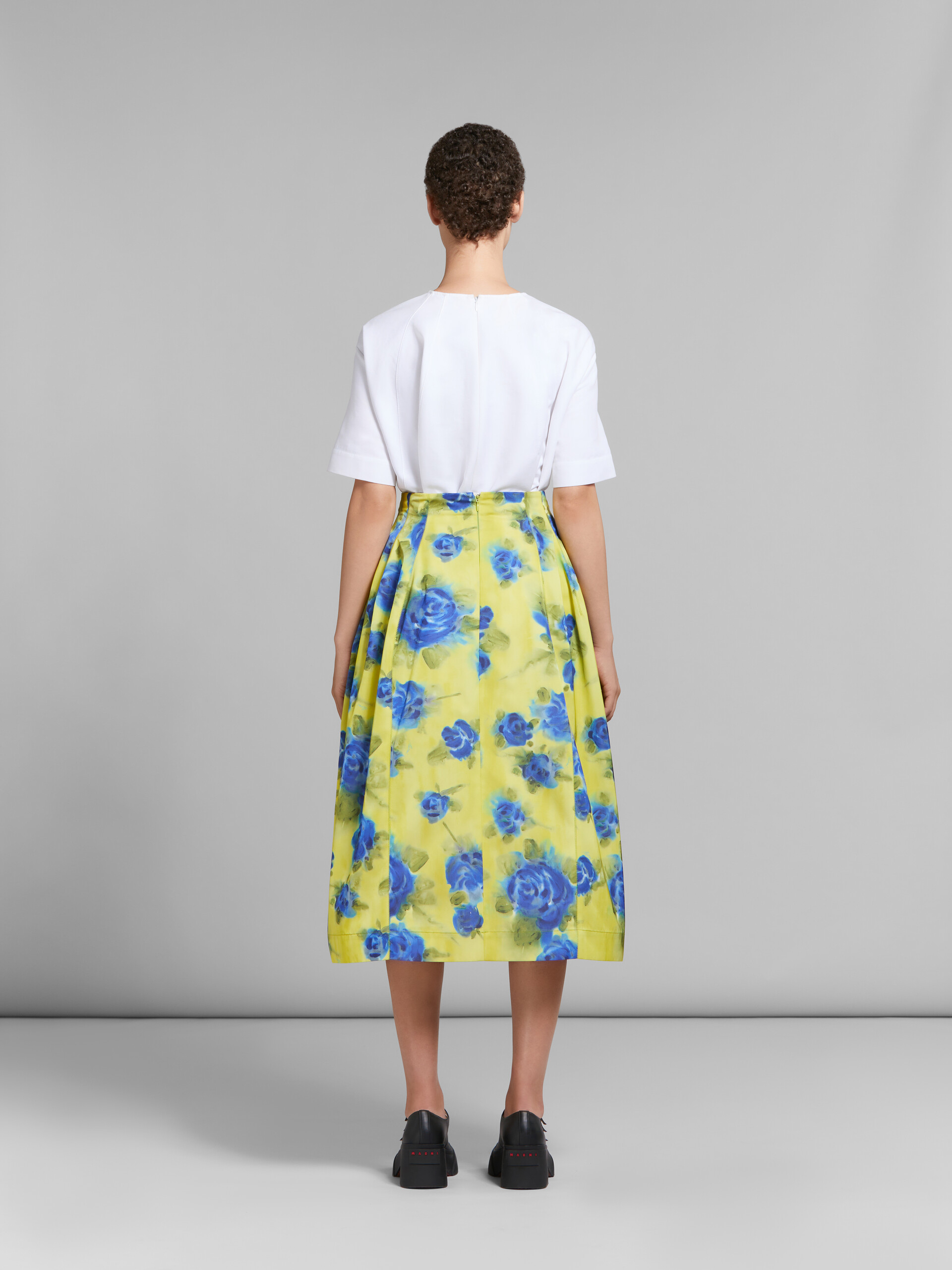 Falda de talle alto amarilla de tafetán con estampado Idyll - Faldas - Image 3