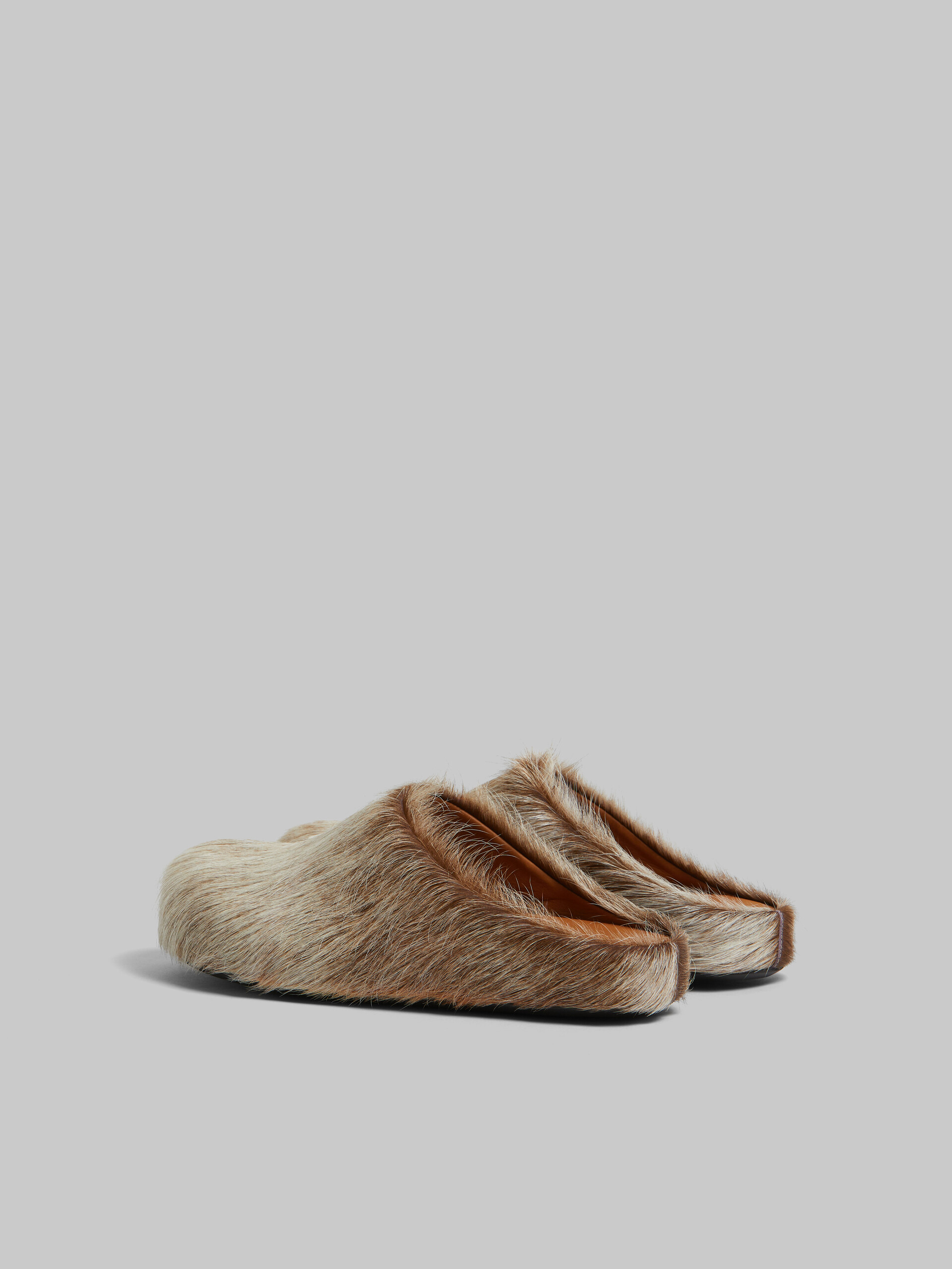 Blue-grey long hair calfskin Fussbett sabot - Clogs - Image 3