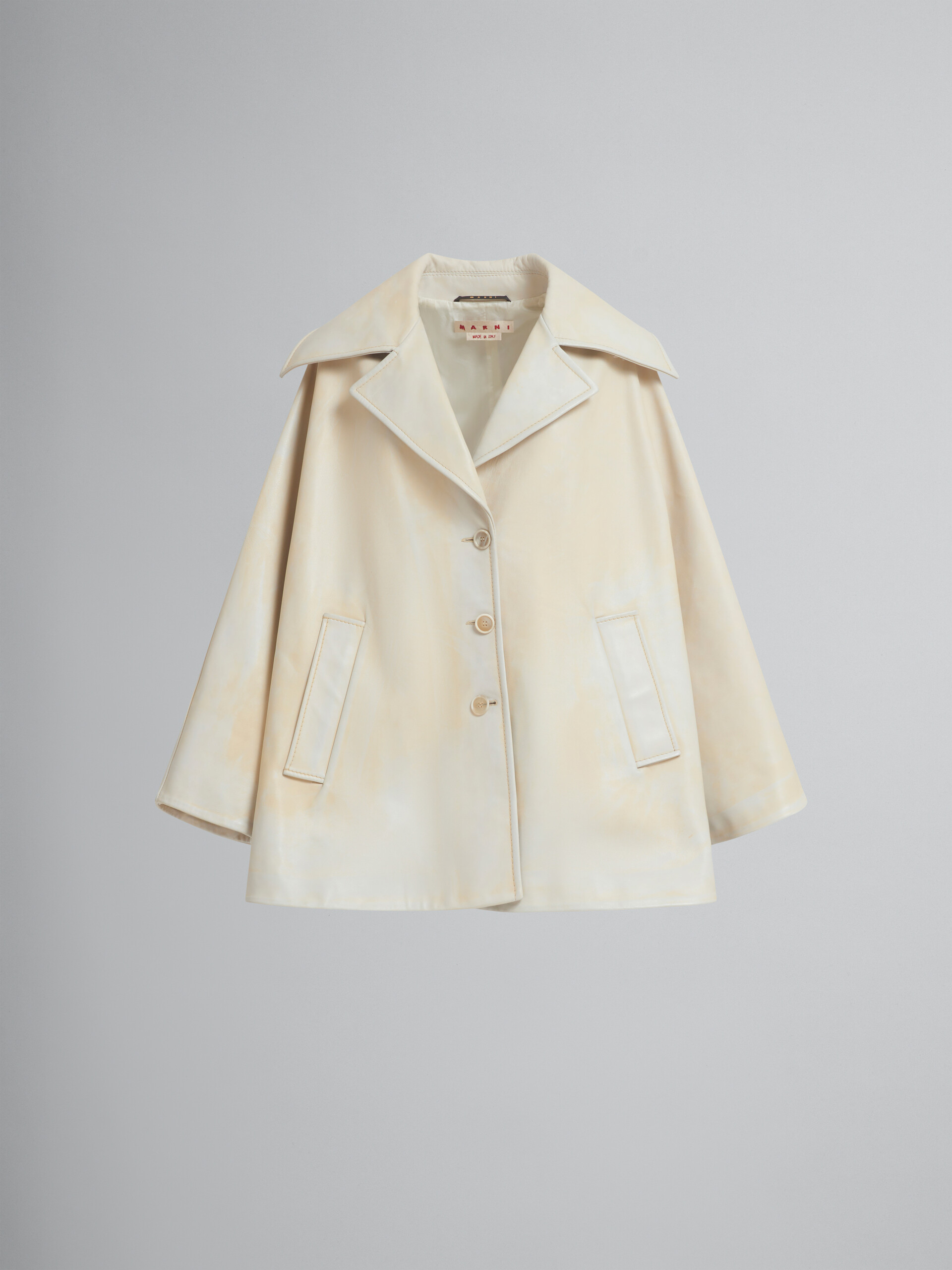 Light yellow leather cape - Coat - Image 1