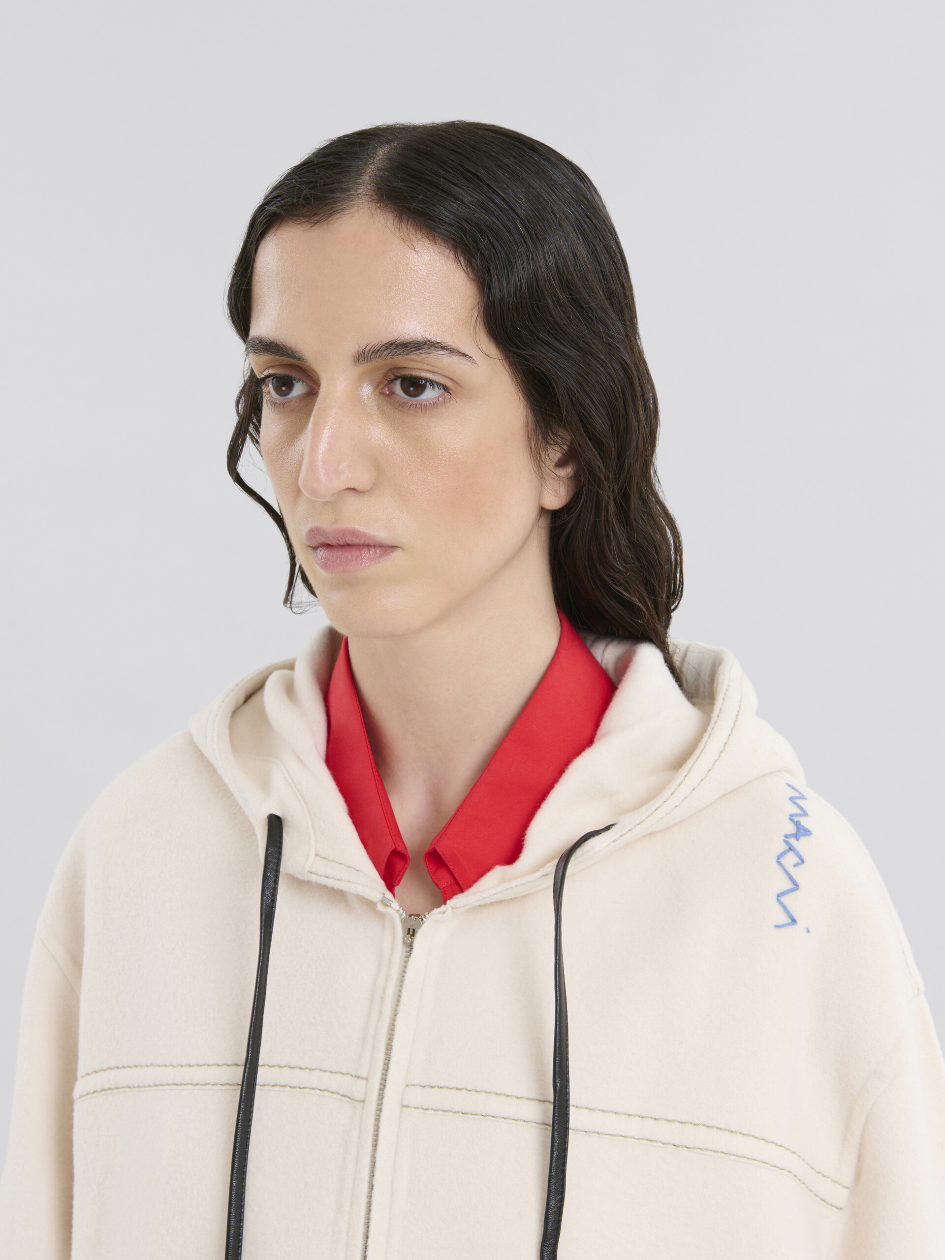 White cashmere wool hoodie with Marni Symbol - Jackets - Image 4